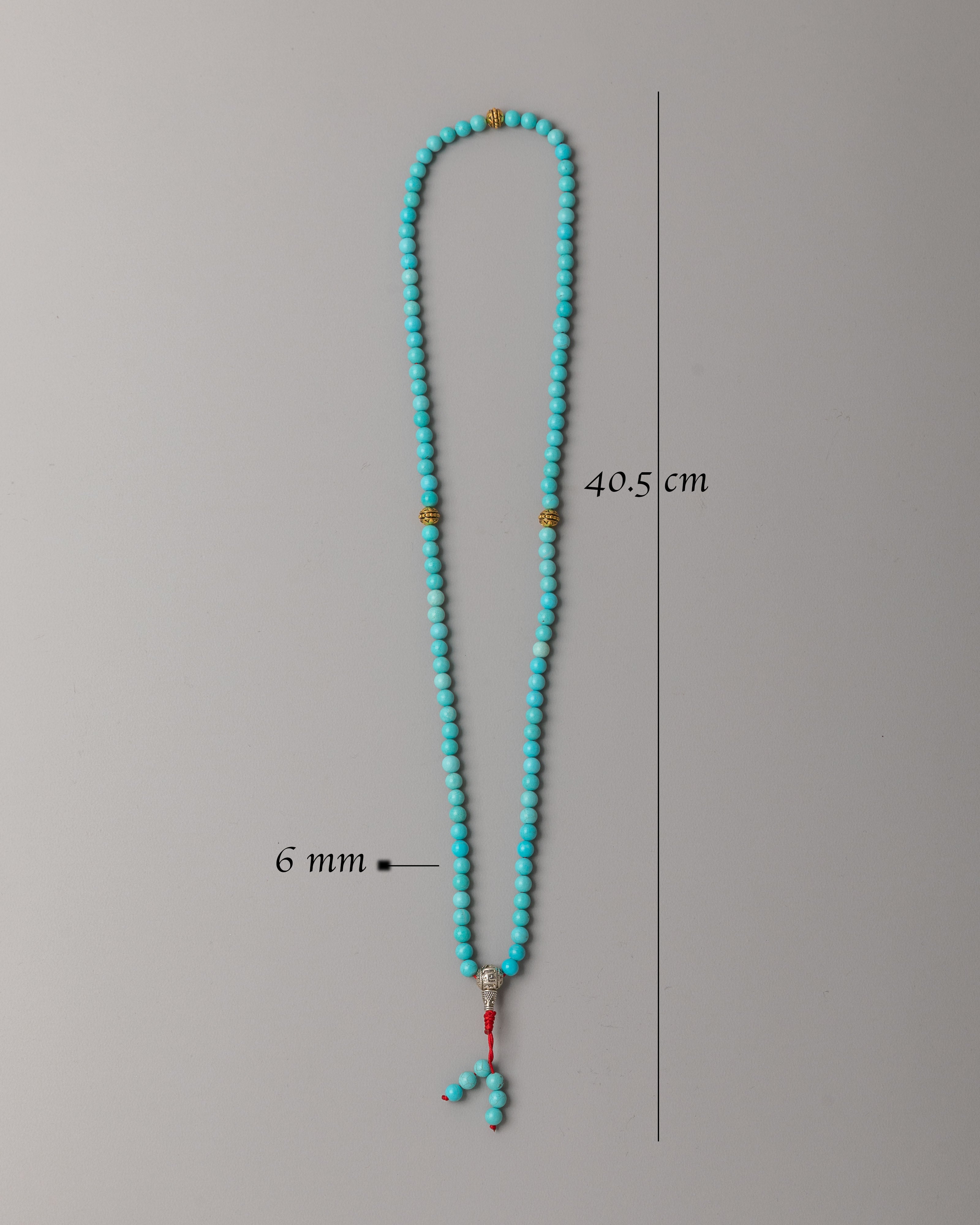 Turquoise Prayer Mala | Handmade Tibetan Beads