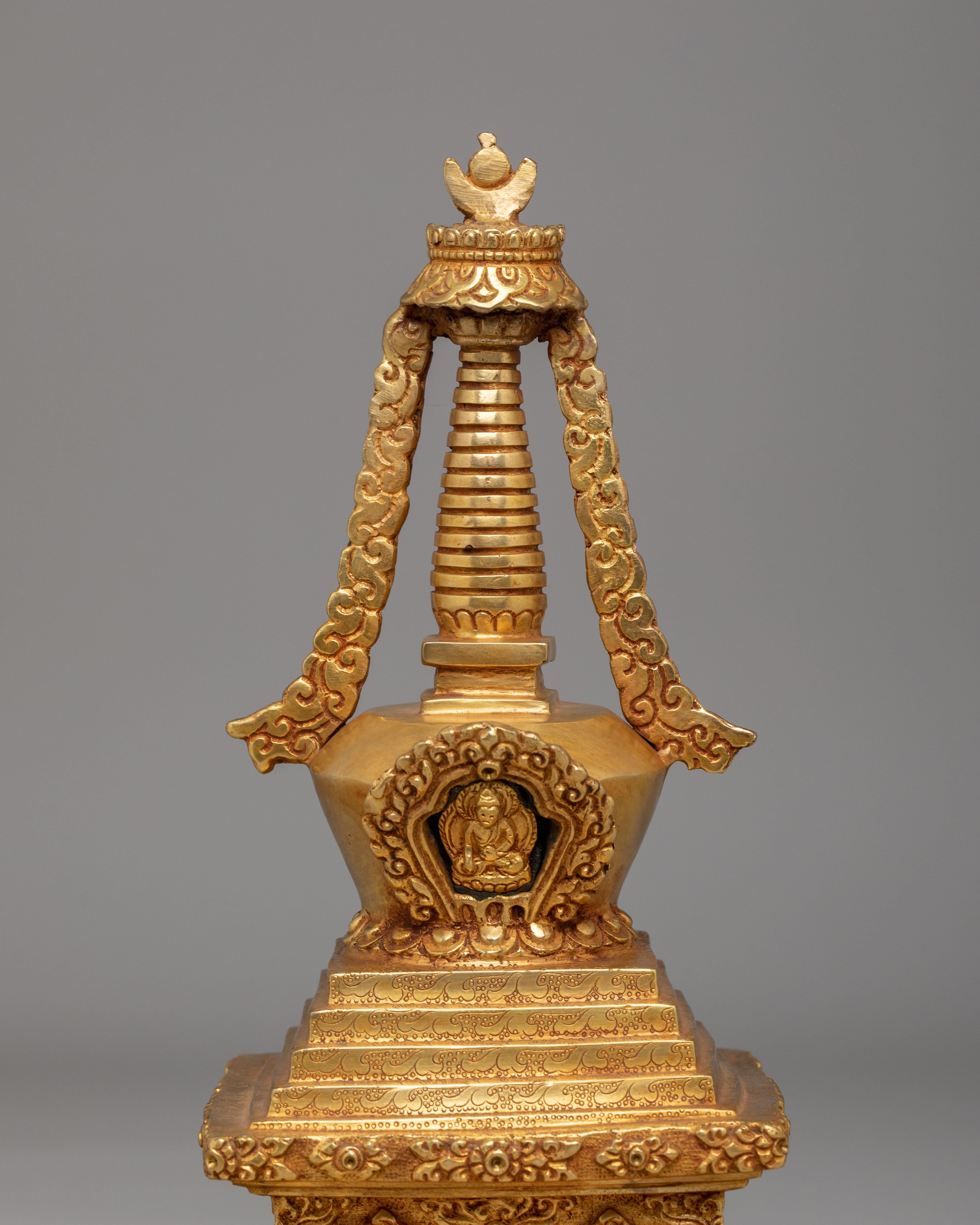 Handmade Altar Enlightenment Stupa | Sacred Buddhist Decor