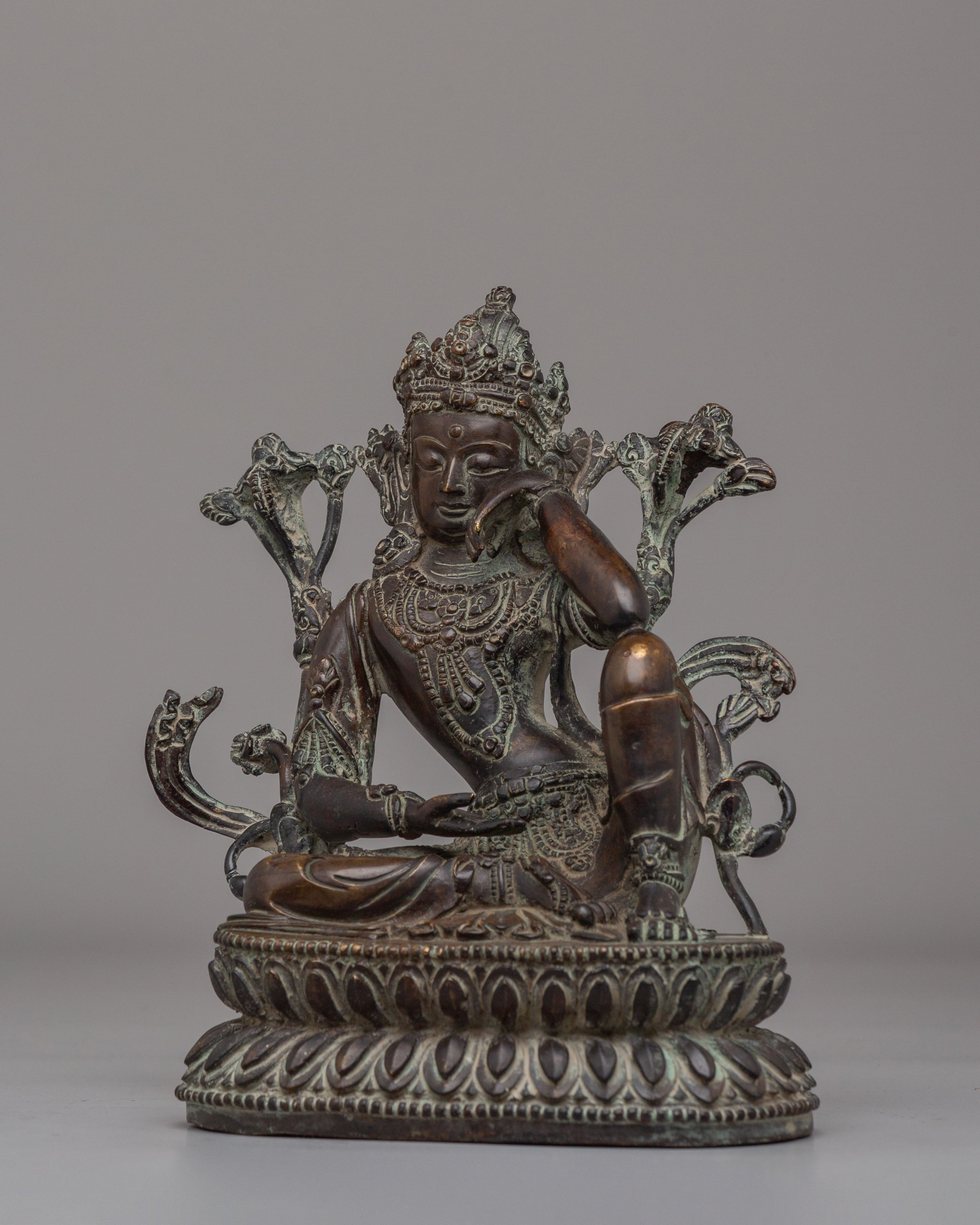 Hindu God Lord Indra Statue | Antique Copper Sculpture