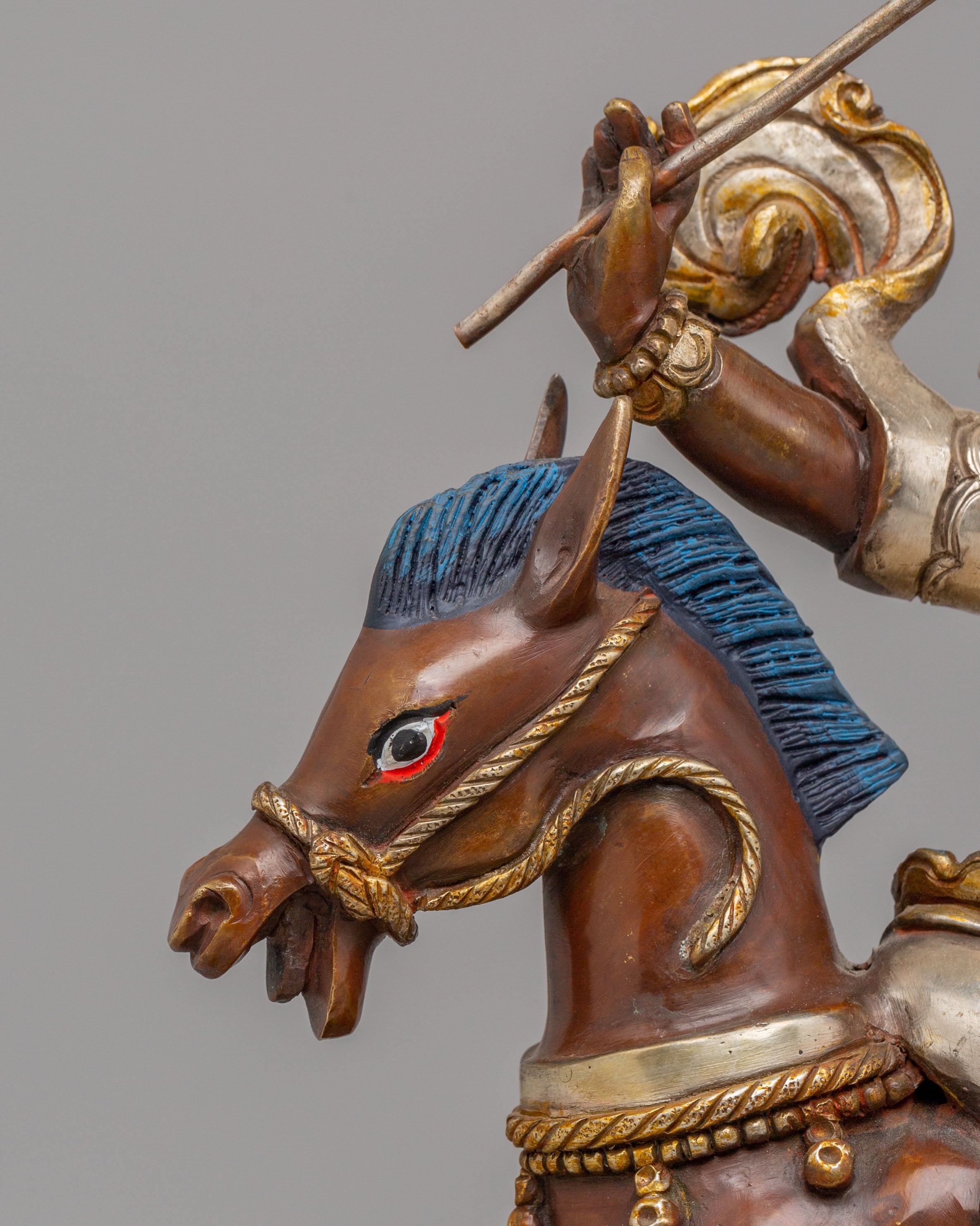 Vajrayana Protector King Gesar Statue | Sacred Tibetan Deity Sculpture
