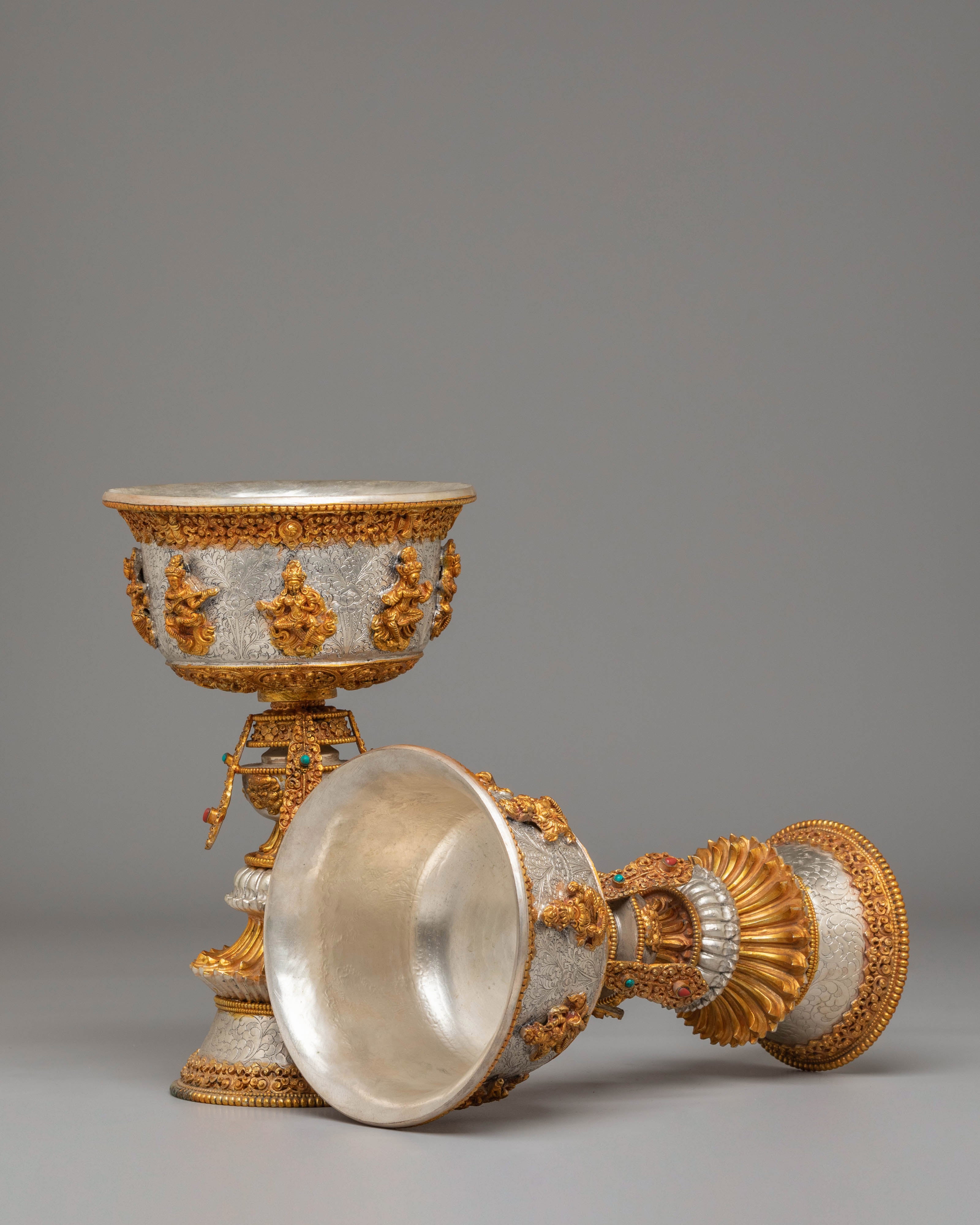 Tibetan Ritual Butter Lamp Set | Offering Lamps for Meditation & Puja