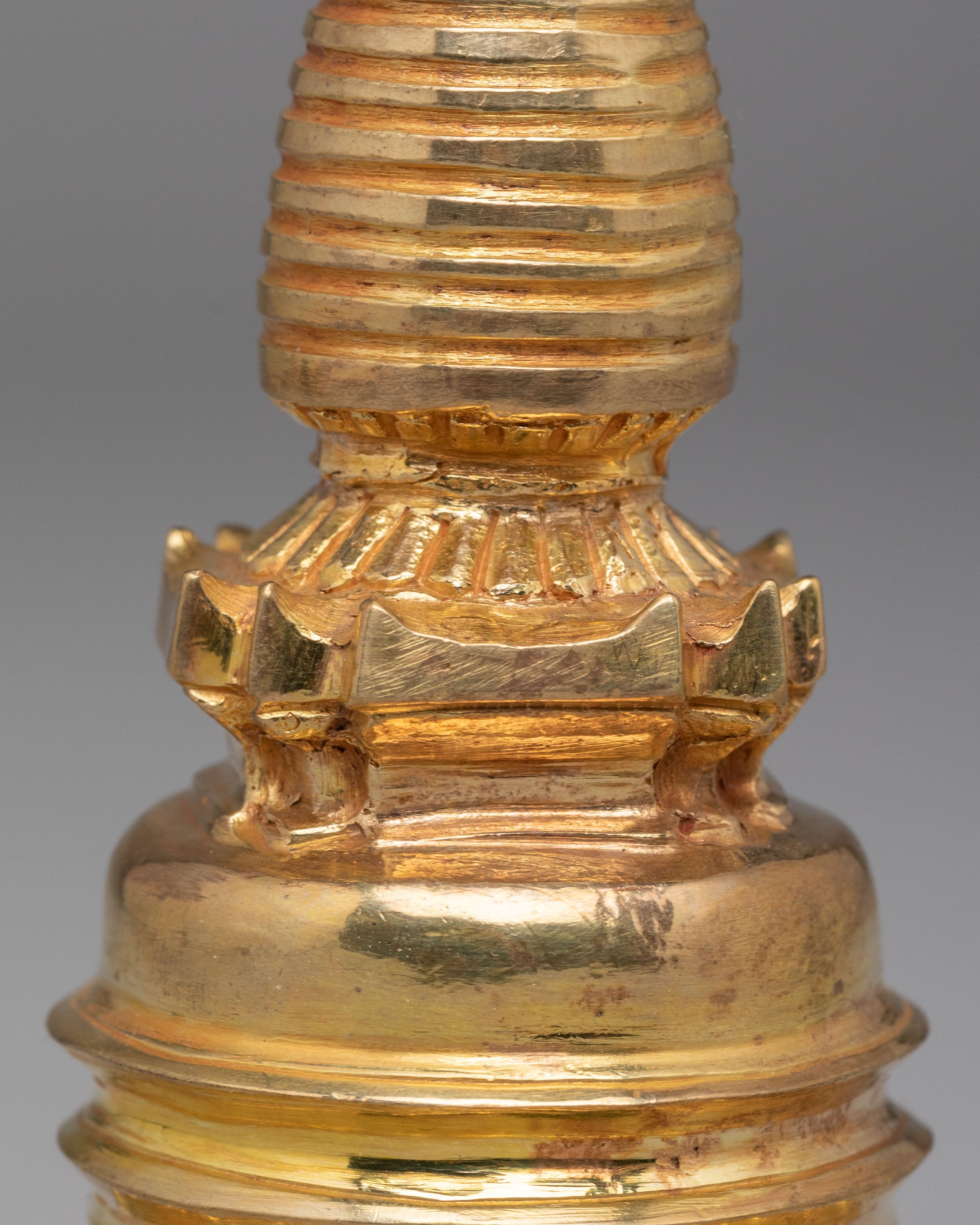 Traditional Tibetan Kadampa Chorten | Gold Plated Buddhist Stupa
