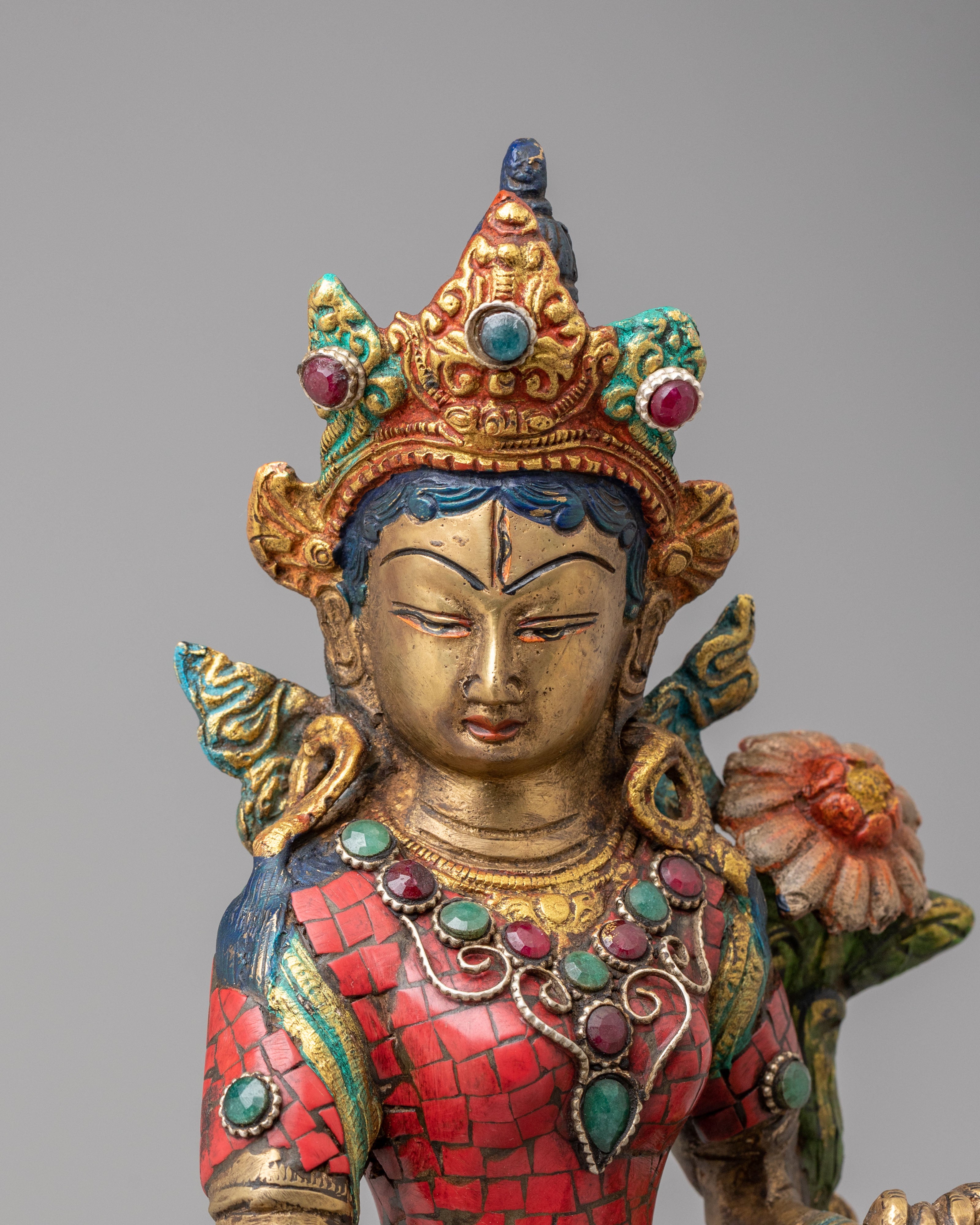 Dancing Green Tara Spiritual Sculpture | Handcrafted Tibetan Statue