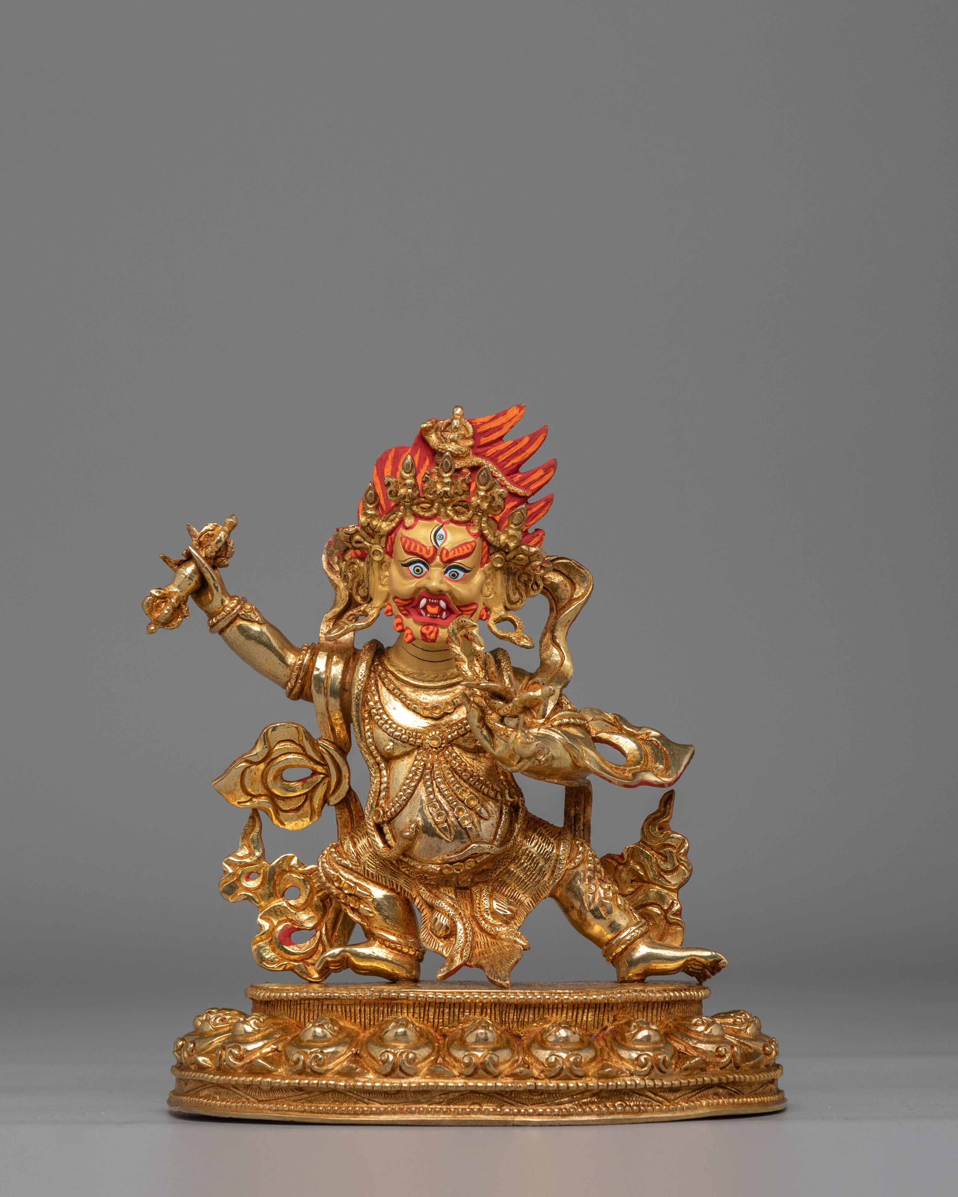 Traditional Vajrapani Sacred Sculpture | 24K Gold Plated Copper Buddhist Statue