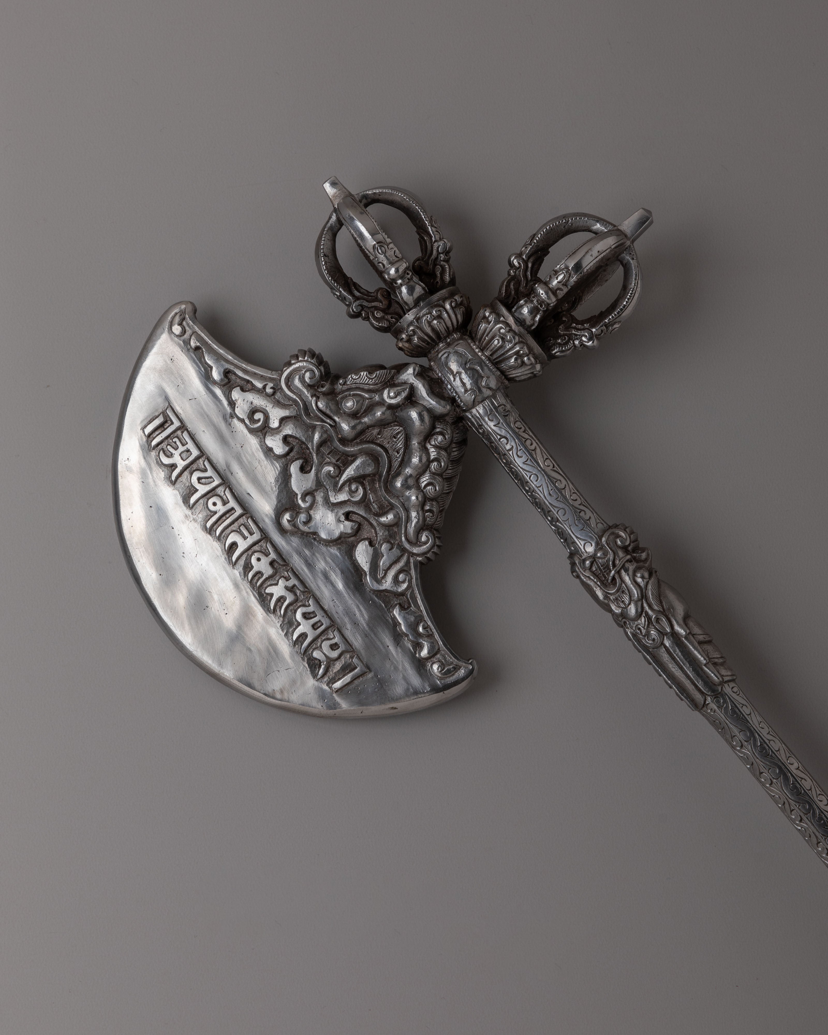 Himalayan Handcrafted Tibetan Axe | Sacred Iron Axe for Ritual Use