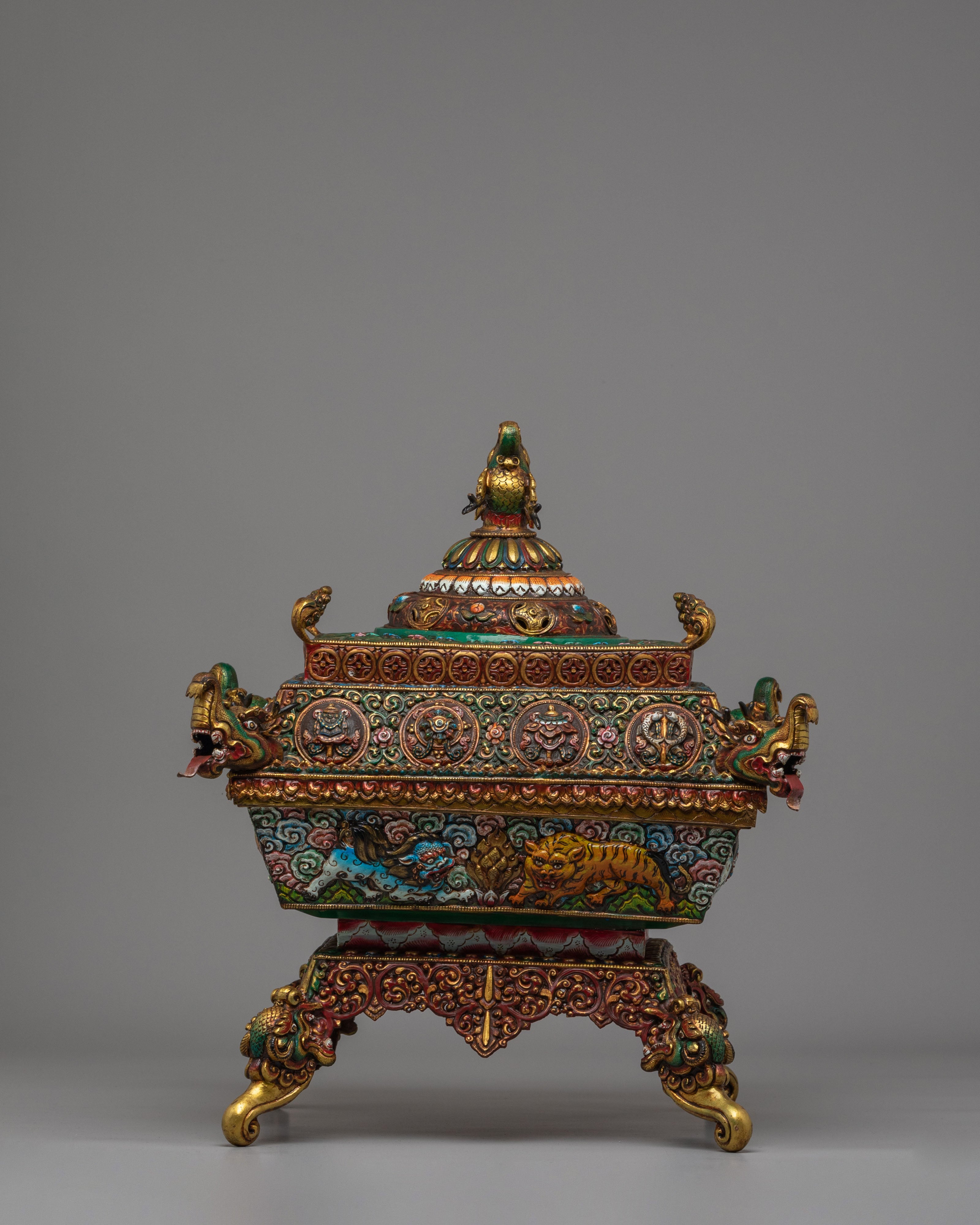 Handcrafted Ceremonial Incense Burner | Gold and Acrylic Color