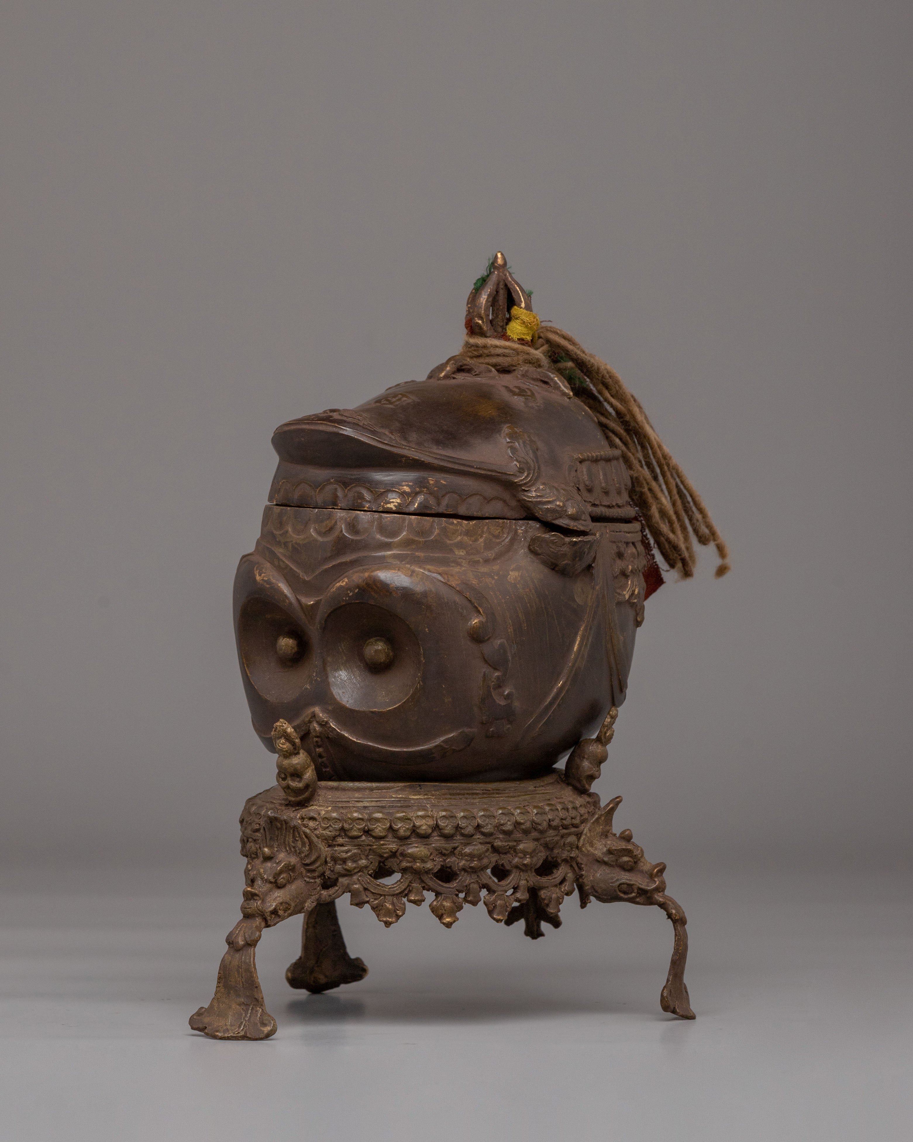 Sacred Kapala for Ritual | Tibetan Brass Skull Cup