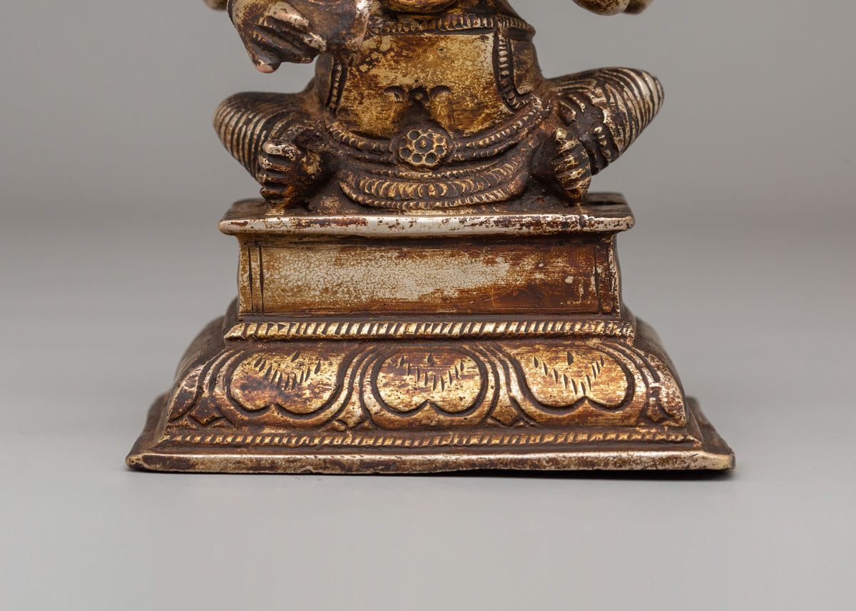 Ganesha Prosperity Statue | Antique Finishing, 24K Gold Plating, and Silver Plating