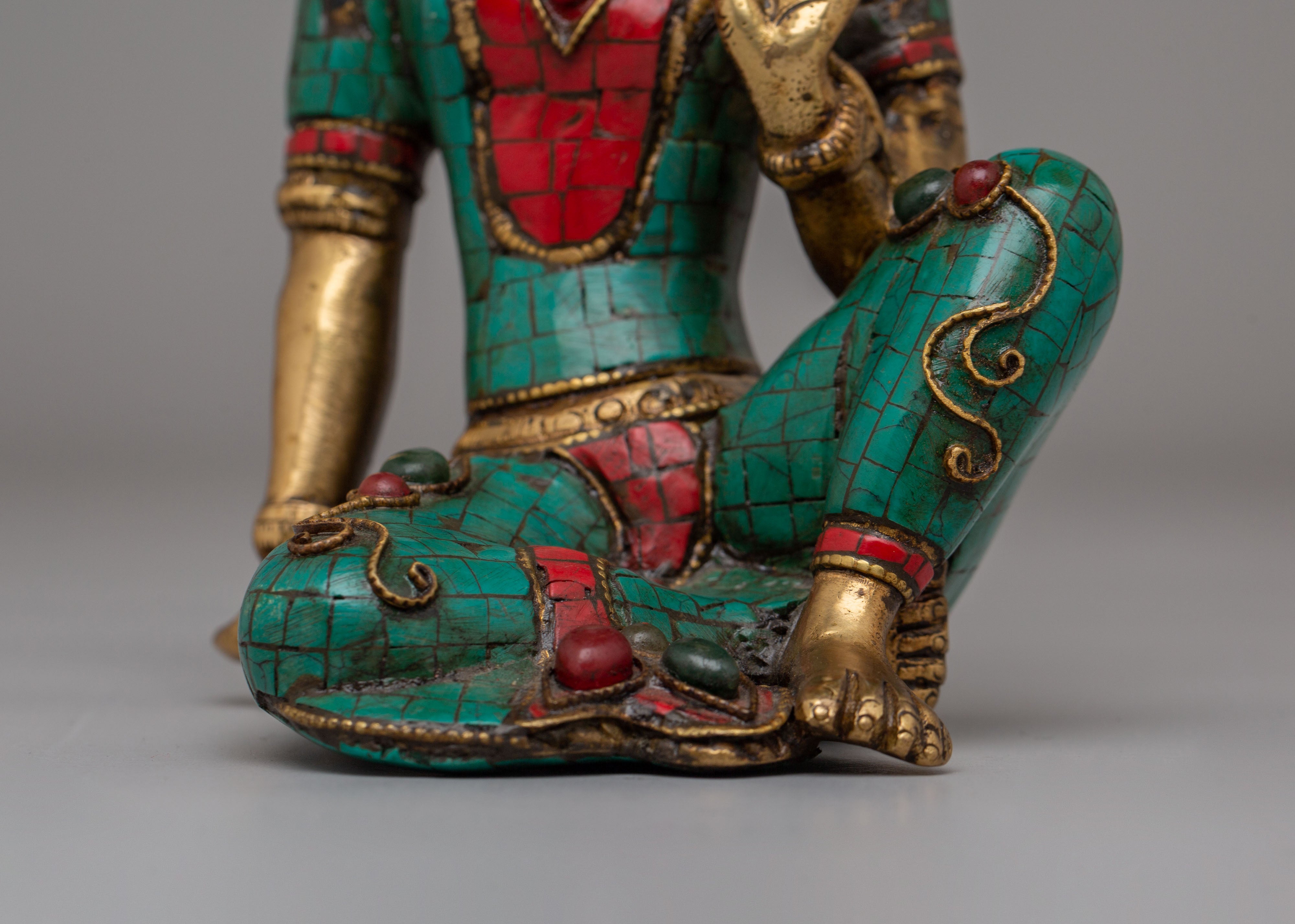 Traditional Tara Deity Statue | Green Tara Goddess Sculpture with Turquoise