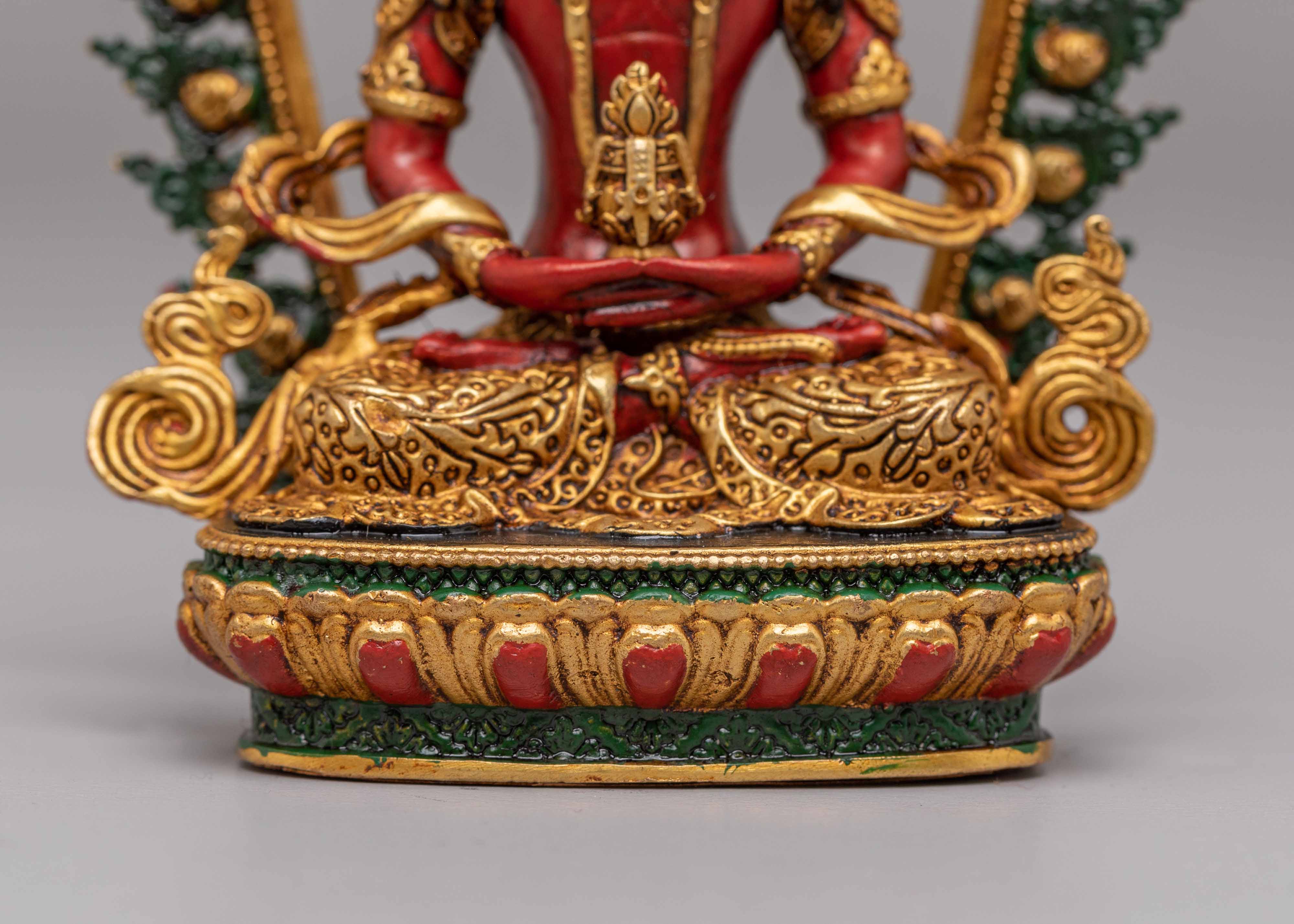 Buddhist Amitayus Longevity Deity Statue | 24K Gold Plated Buddhist Buddha
