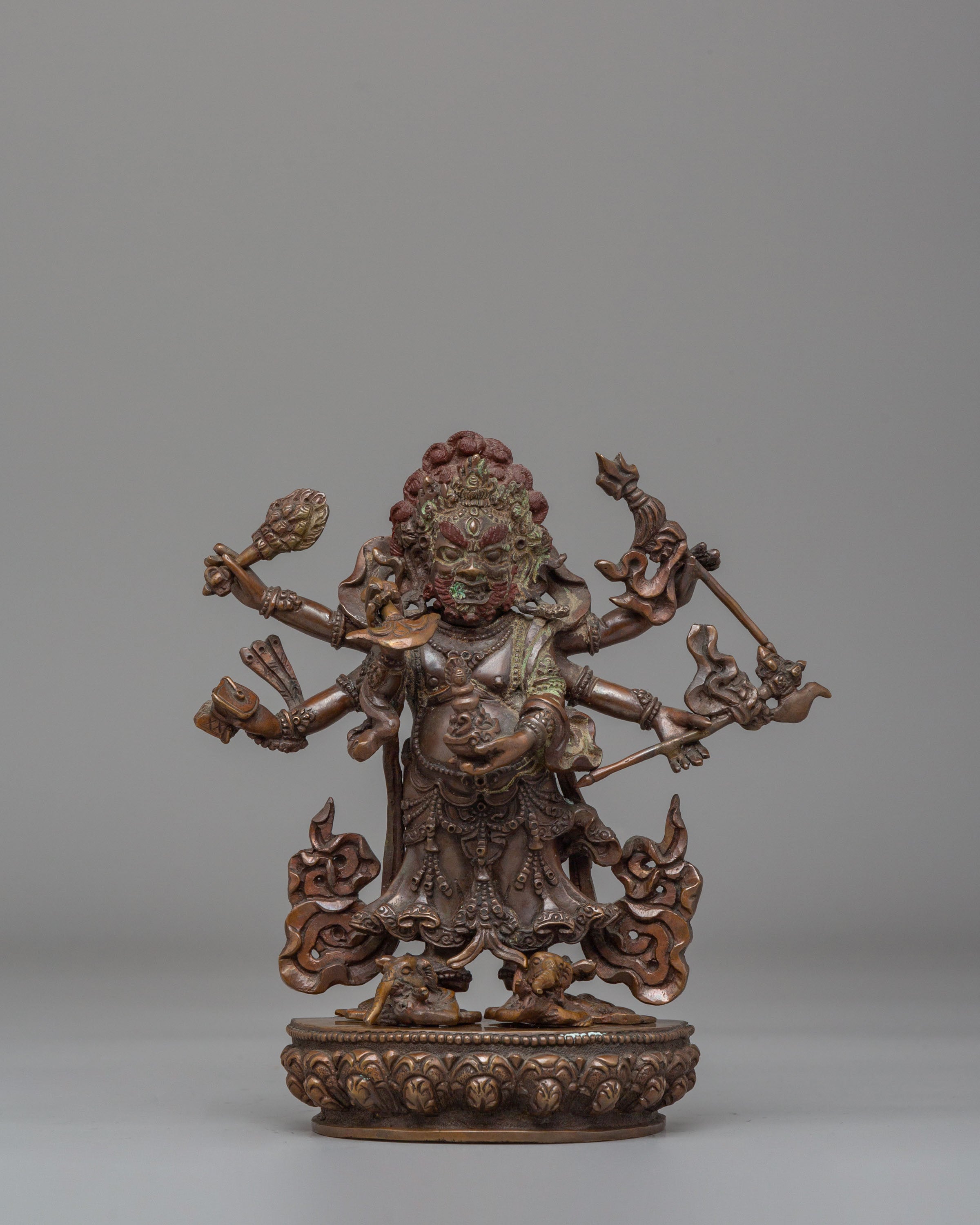Traditional White Mahakala Statue | Himalayan Handmade Art