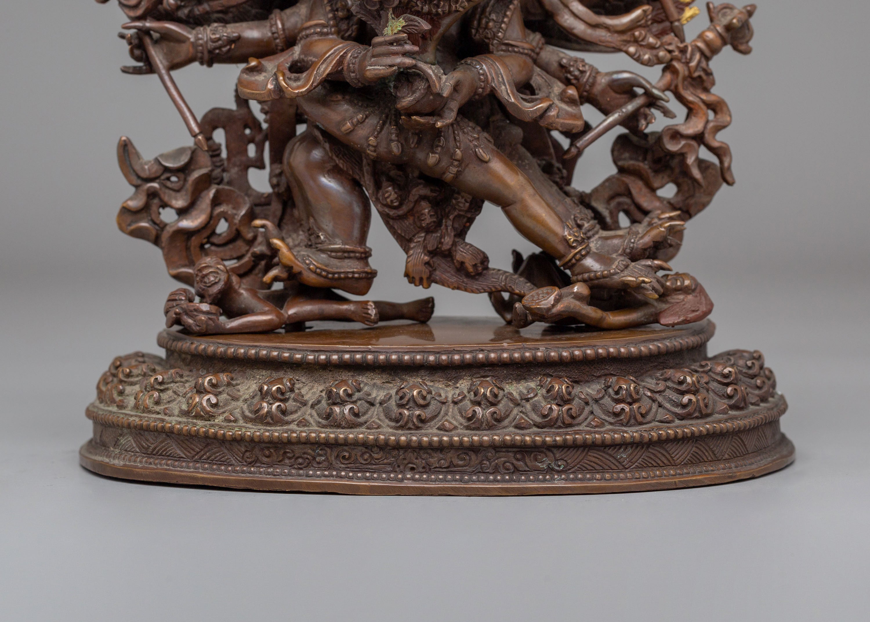 Handcrafted Hayagriva Statue | Traditional Oxidized Copper Artwork