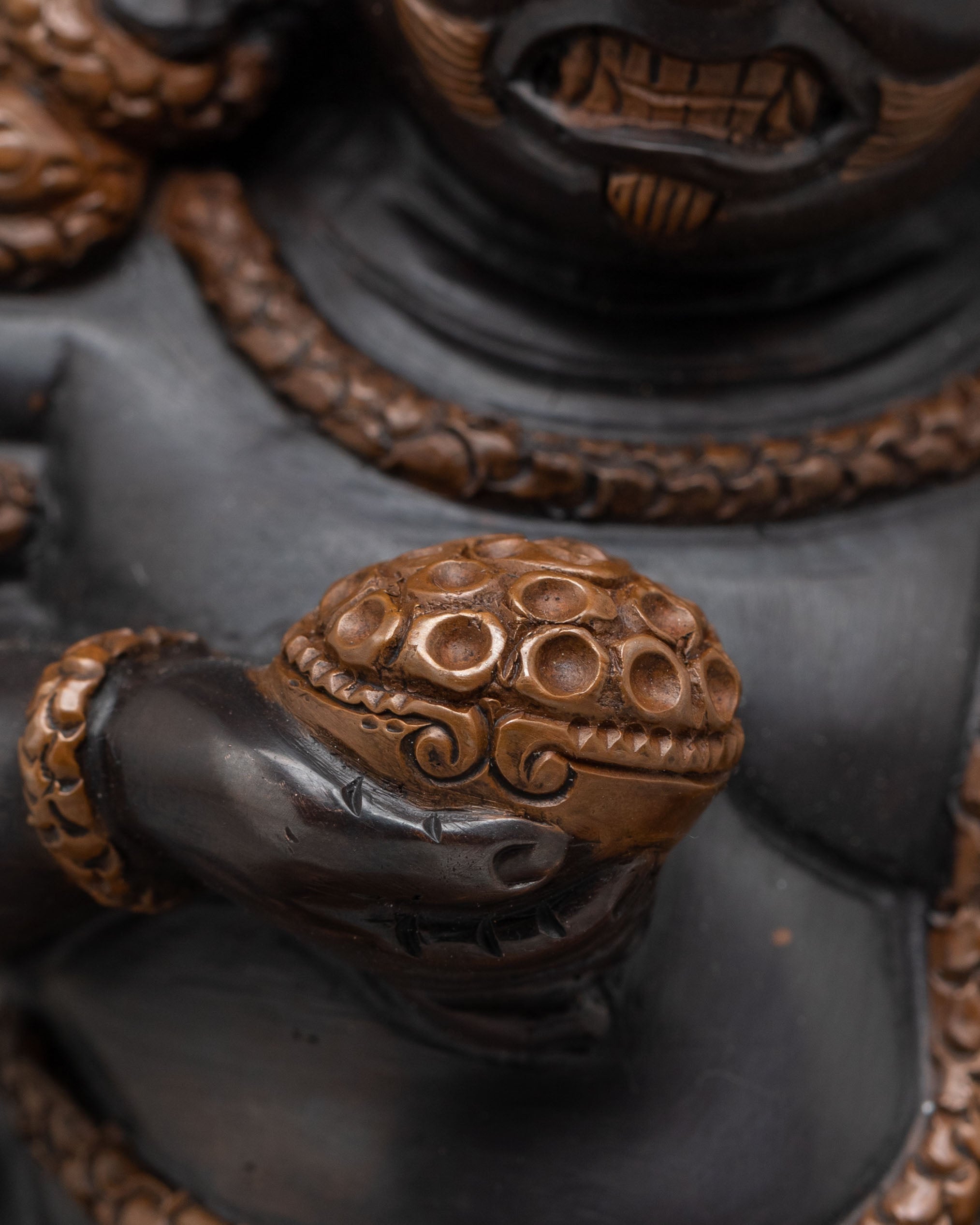 Wealth Guardian Black Dzambhala Sculpture | Handcrafted Oxidized Copper Statue