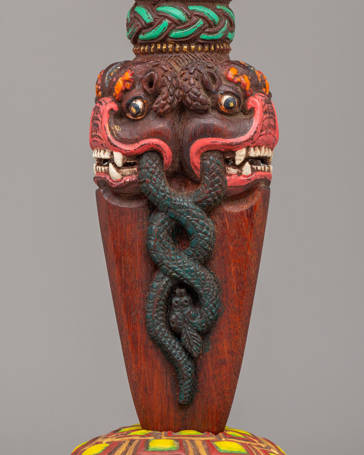 Hand-Carved Phurba with Tortoise Base | Traditional Vajrayana Ritual Dagger