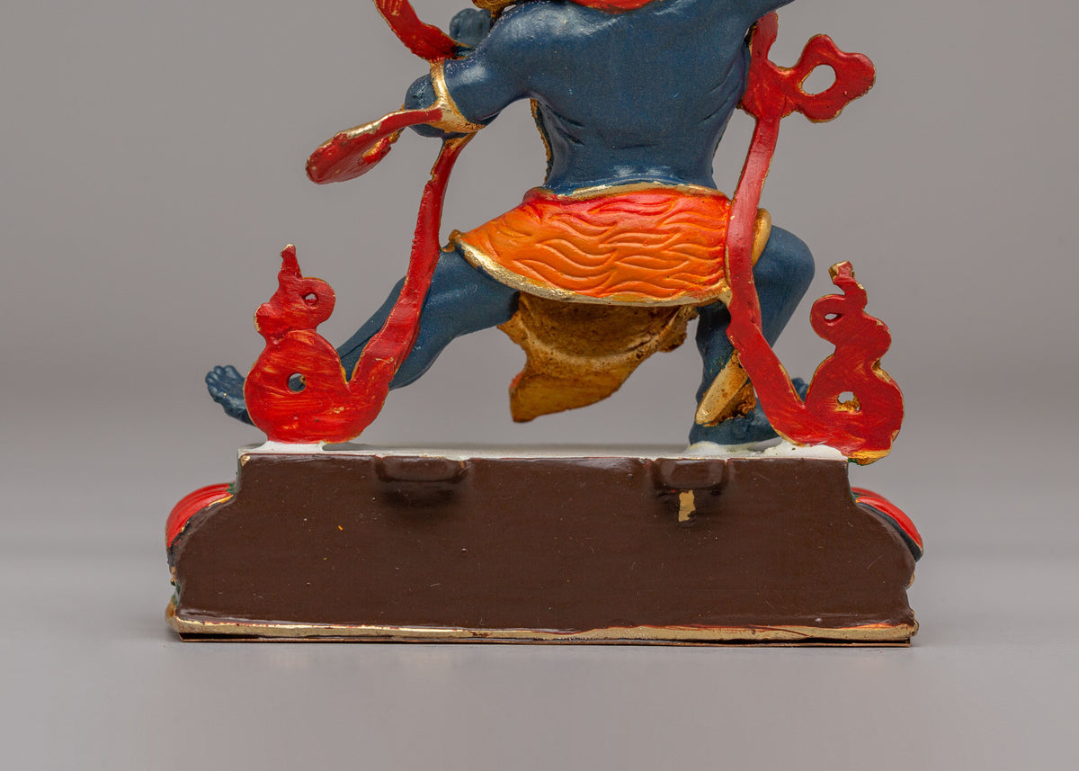 Tibetan Wrathful Vajrapani Sculpture | 24K Gold Plated Tibetan Protector