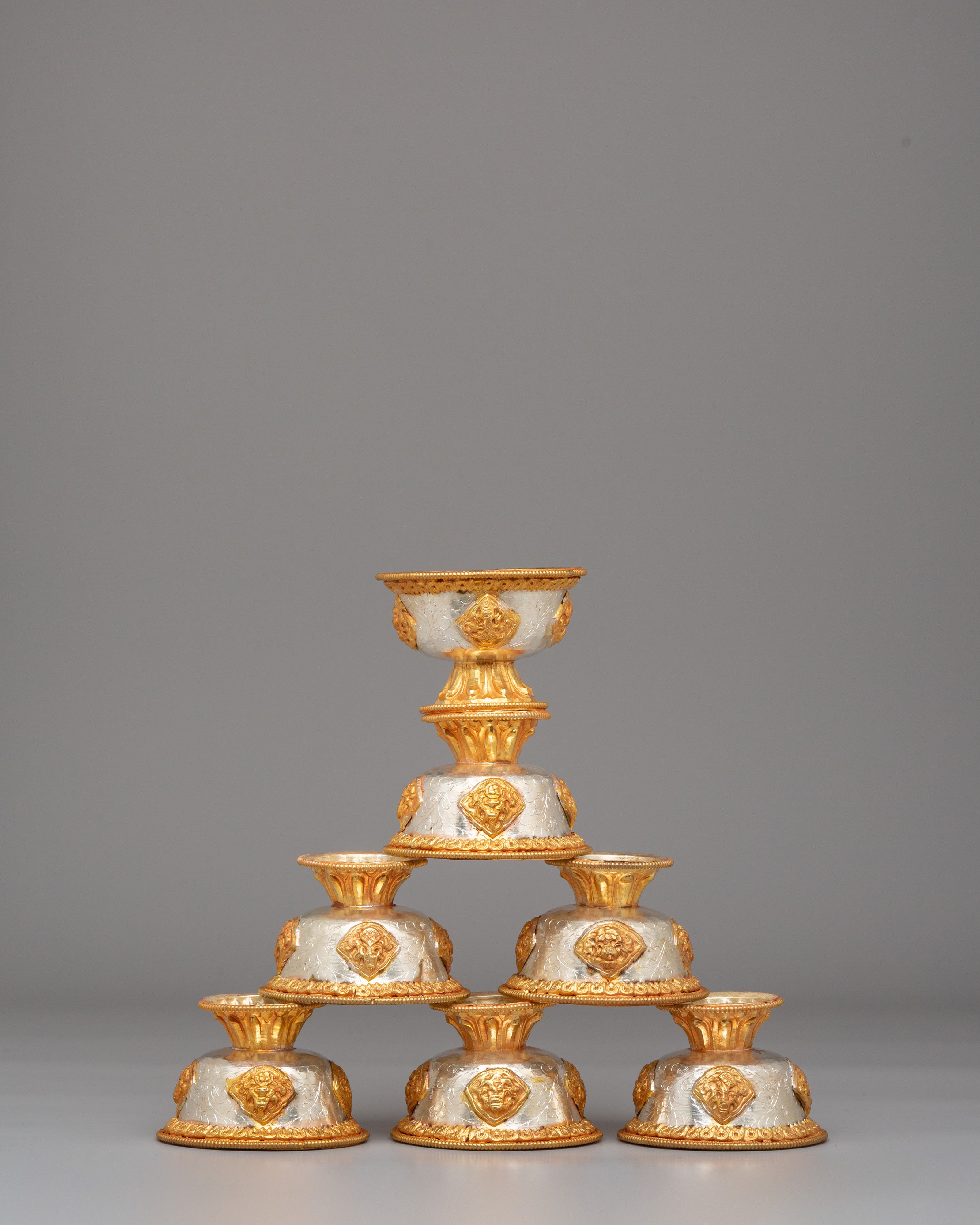 Seven Bowl Water Offering Set | Tibetan Buddhist Copper Altar Bowls