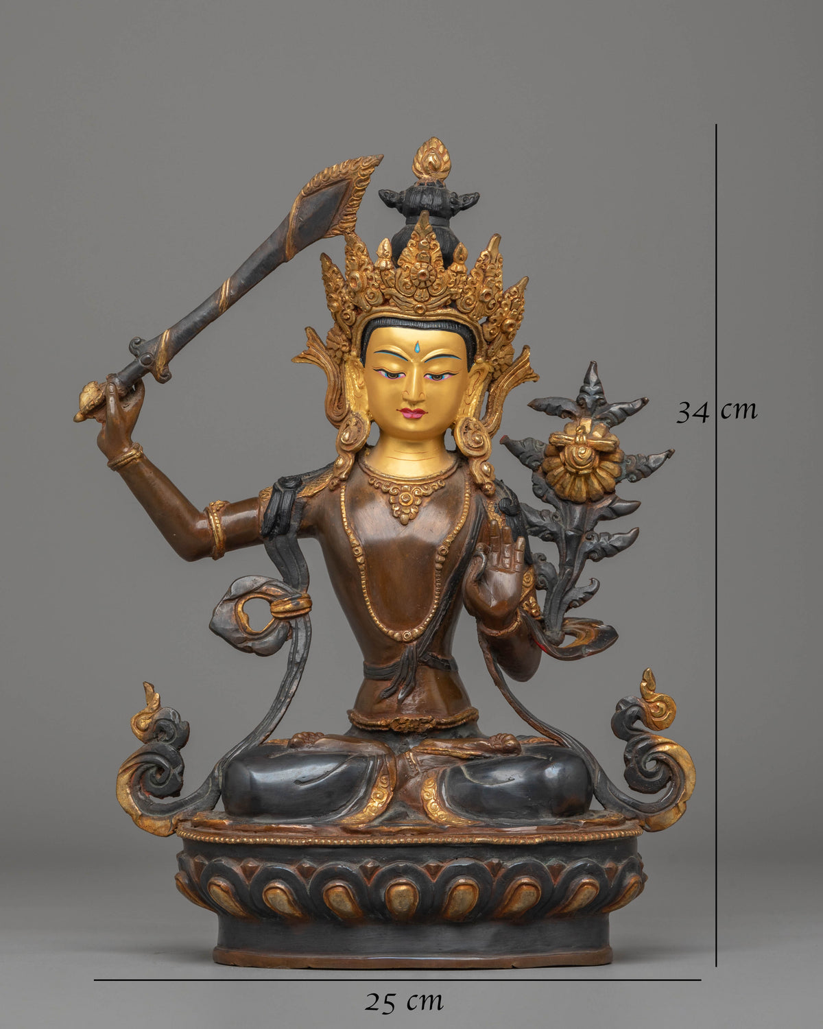 Handcrafted Copper Manjushri Statue | Wisdom Deity