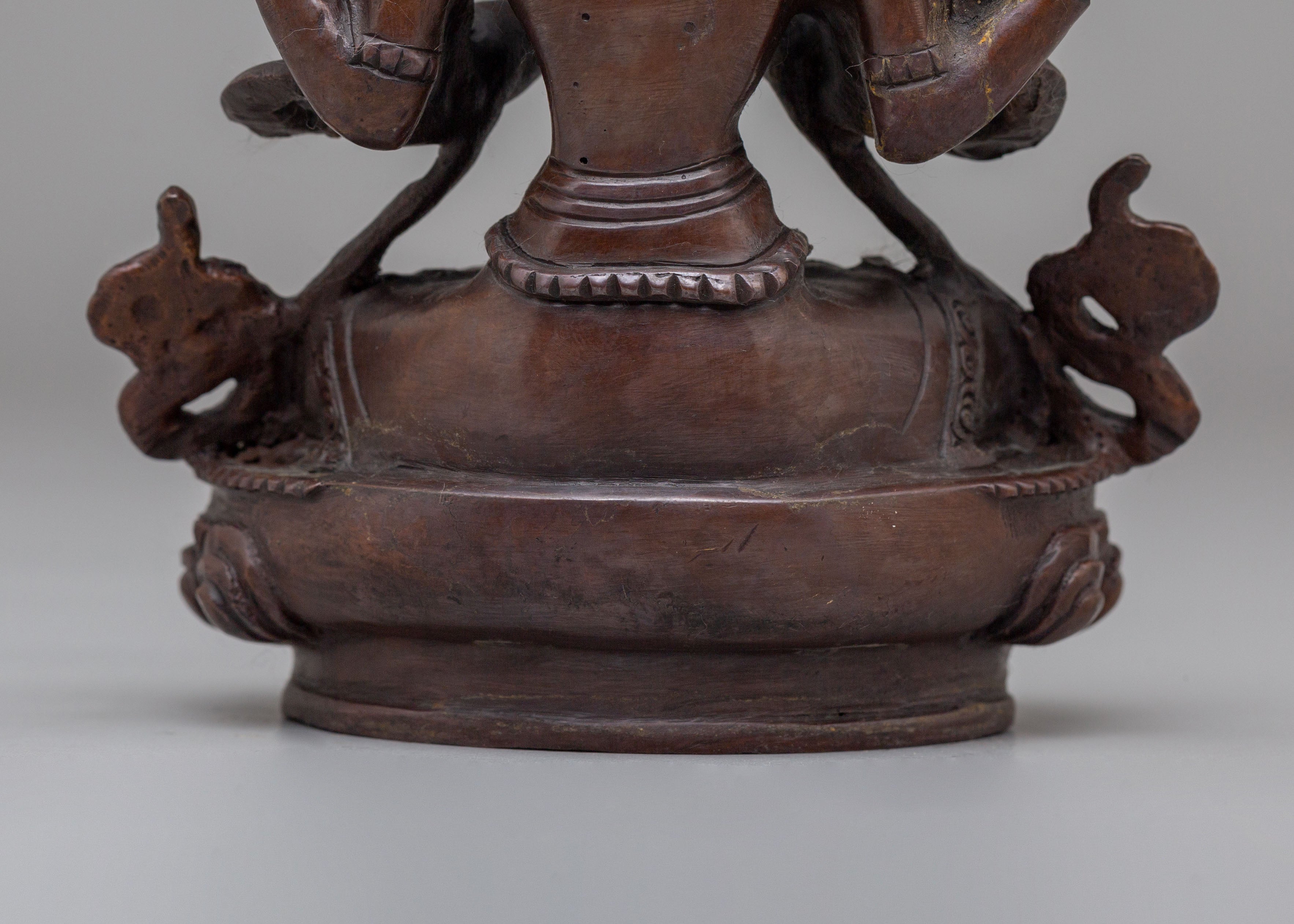 Handmade Chenrezig Altar Statue | Oxidized Copper Avalokiteshvara Sculpture