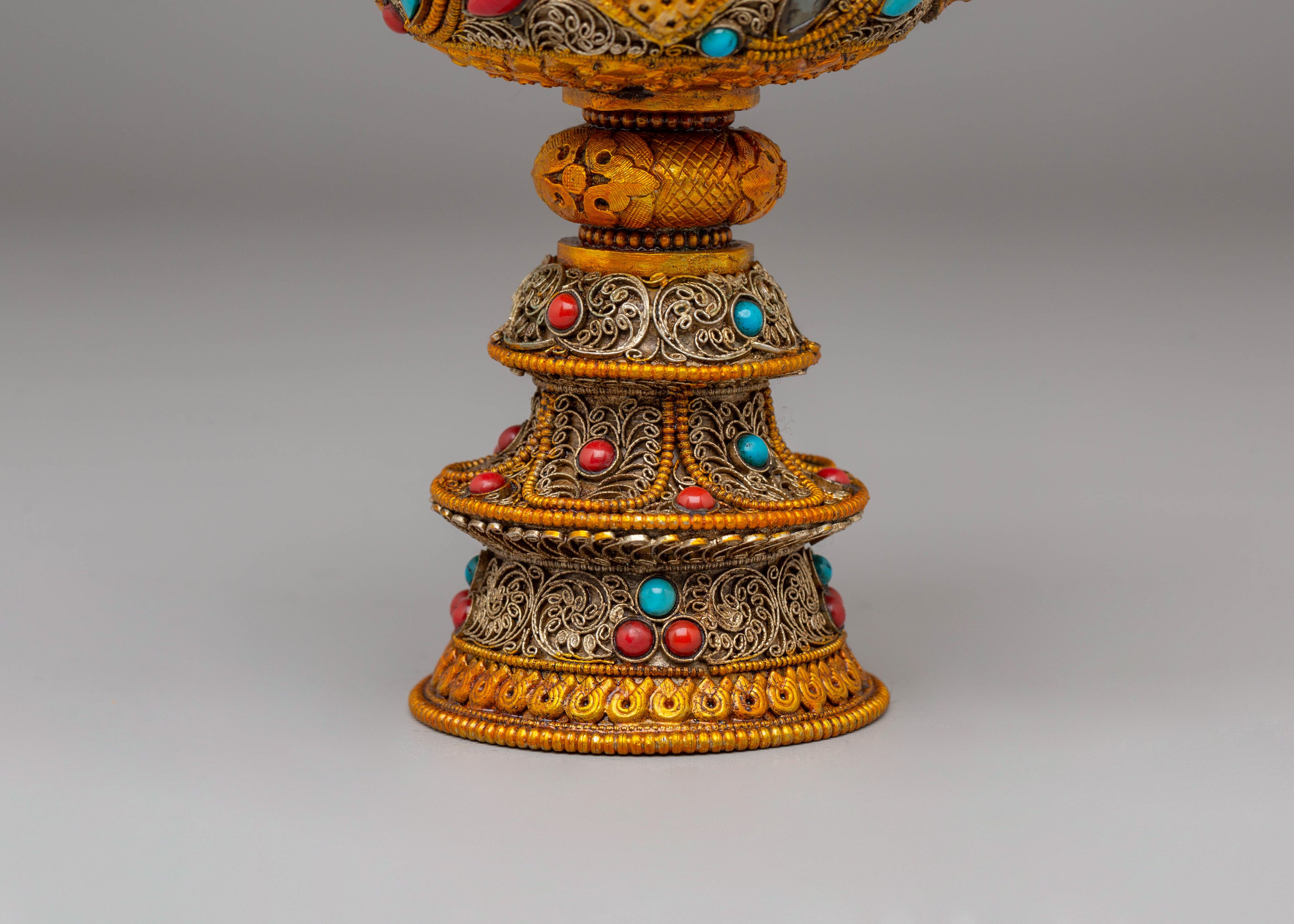 Electro Gold Plated Butter Lamp Set for Ritual Use | Tibetan Altar Decor