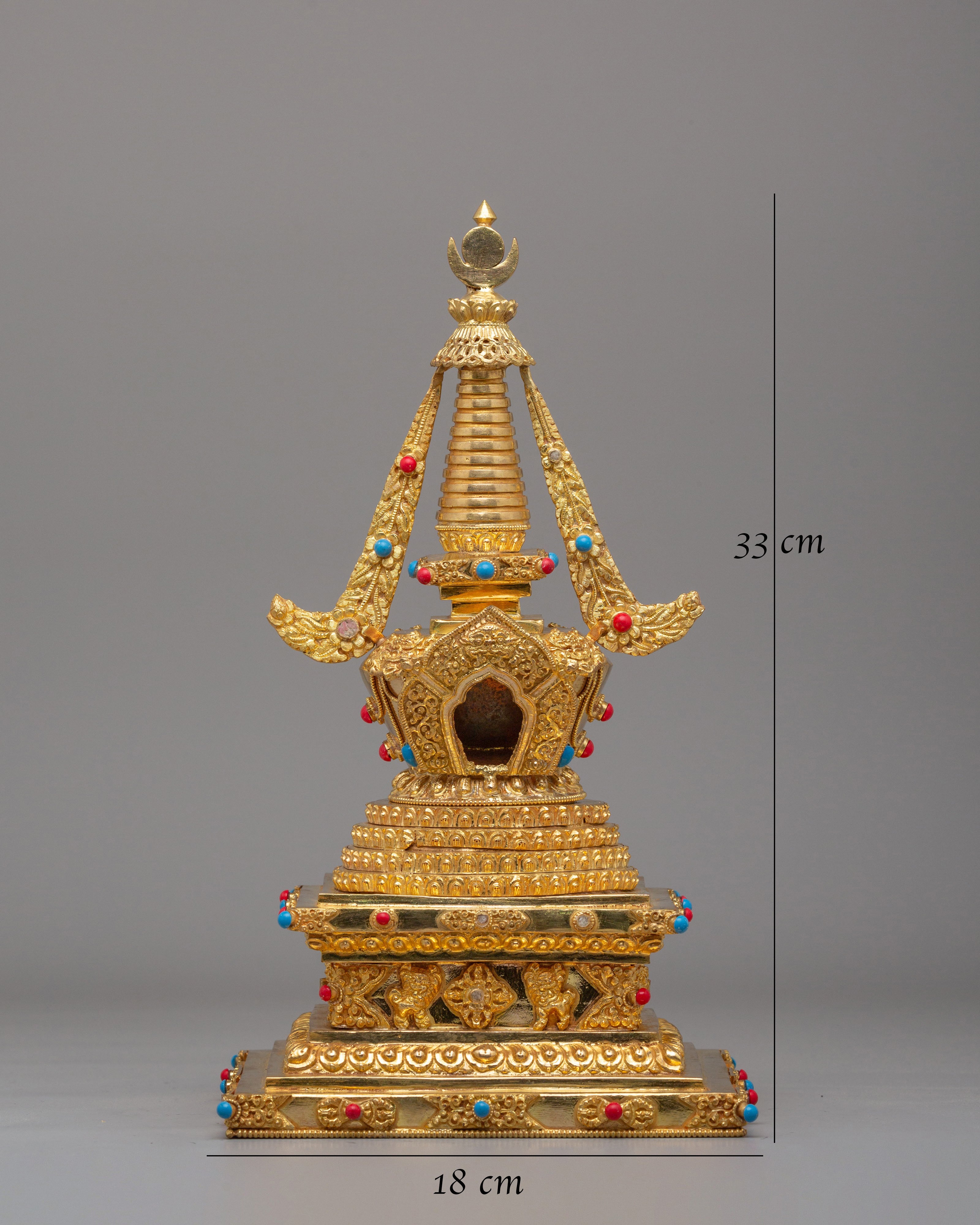Gold Plated Altar Namgyalma Stupa | Handcrafted Tibetan Buddhist Stupa