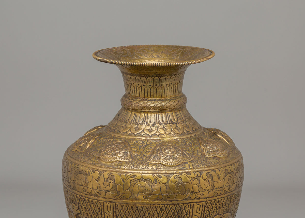Decorative Himalayan Vase | Handcrafted Brass Tibetan Vessel