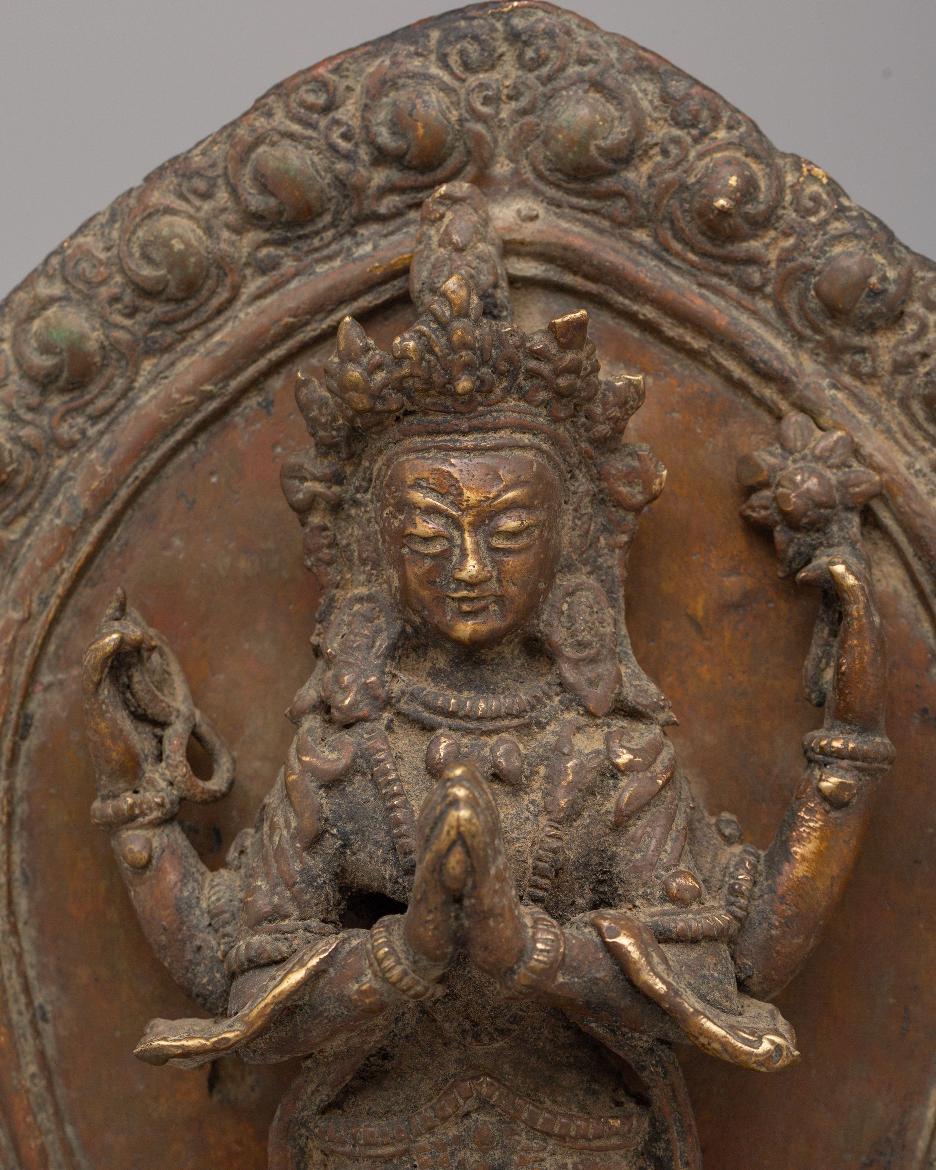 Himalayan Standing Deities Set | Antique Finished Copper Figurines