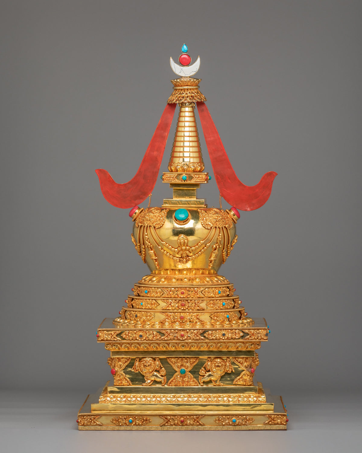 Tibetan Buddhist Namgyalma Stupa | Stupa of Complete Victory | Gold Plated Sacred Stupa