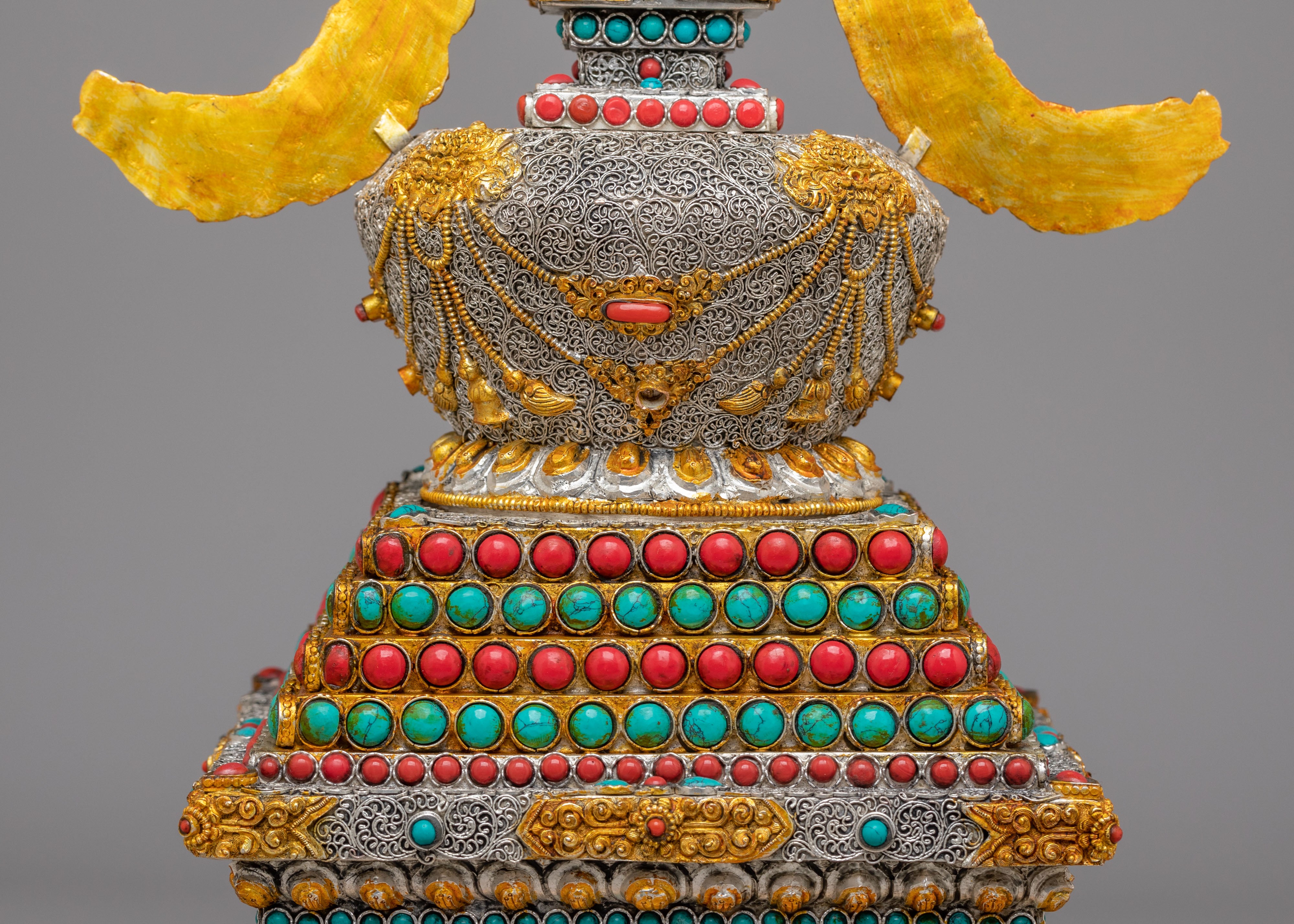 Spiritual Enlightenment Stupa for Altar | Handcrafted Copper Stupa for Meditation