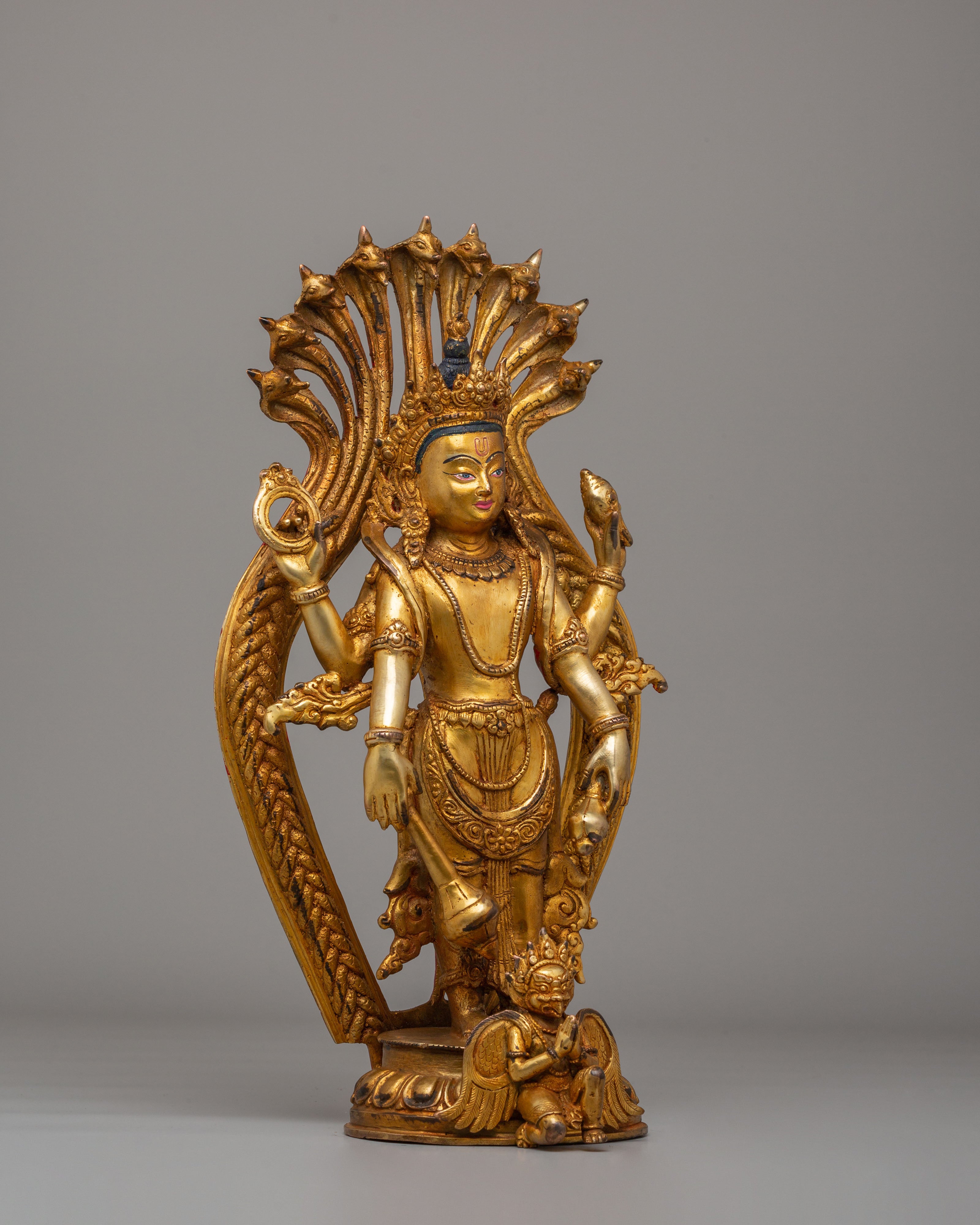 Sacred Vishnu Figurine | Handcrafted Copper Statue
