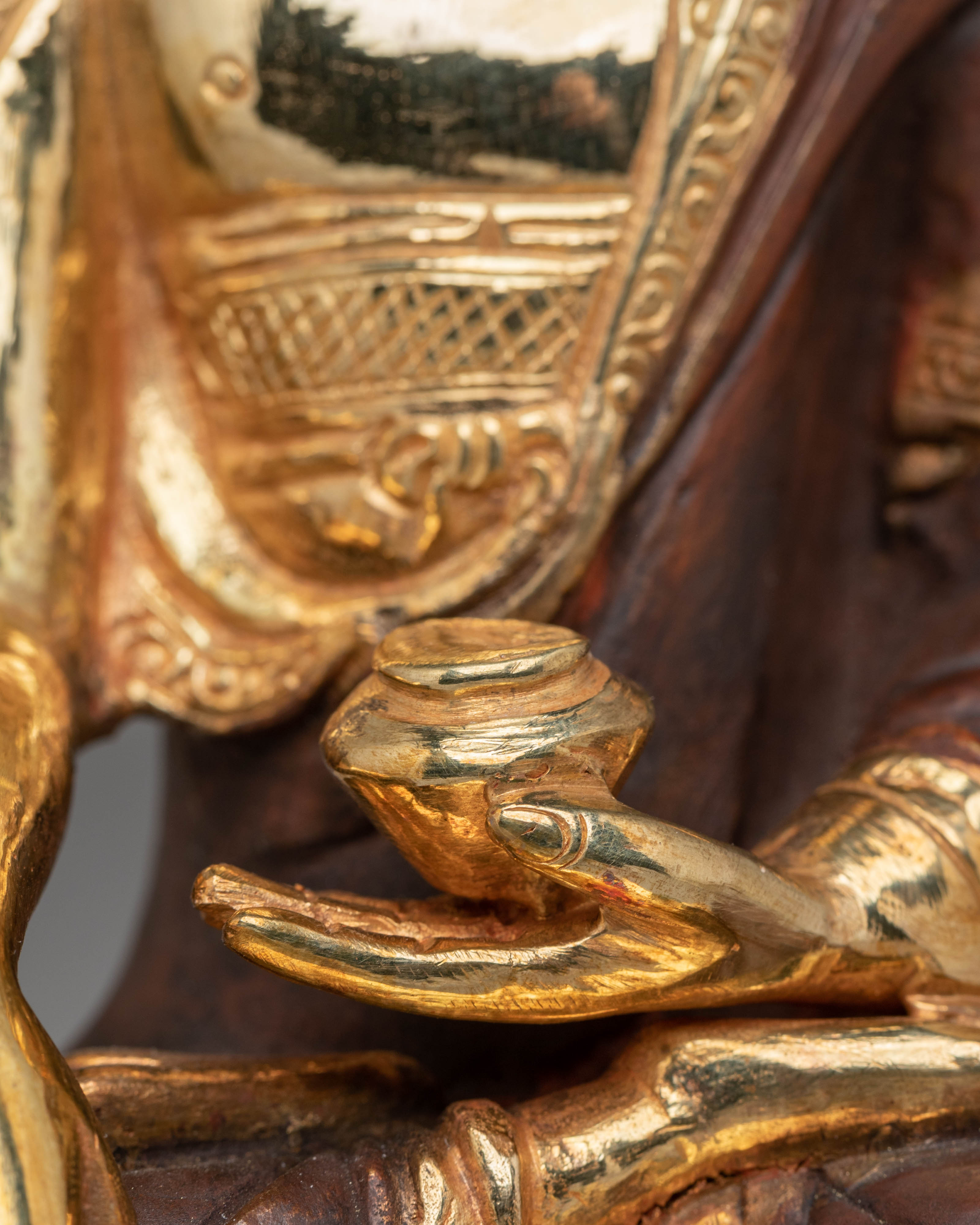 Akshobhya Buddha Statue | 24K Gold Plated Copper Sculpture for Spiritual Decor