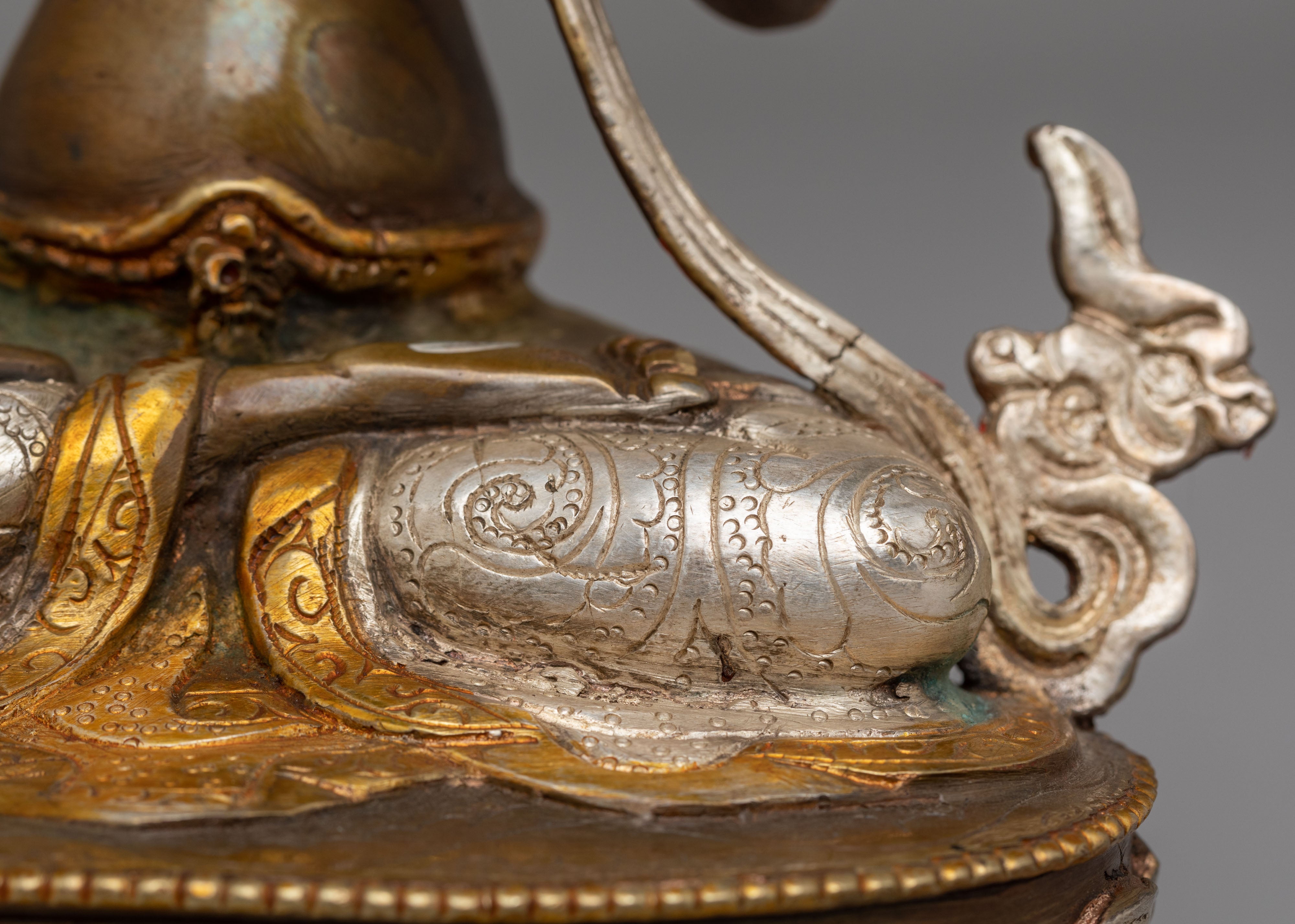 Himalayan White Tara Statue for Altar | Oxidized Copper Body