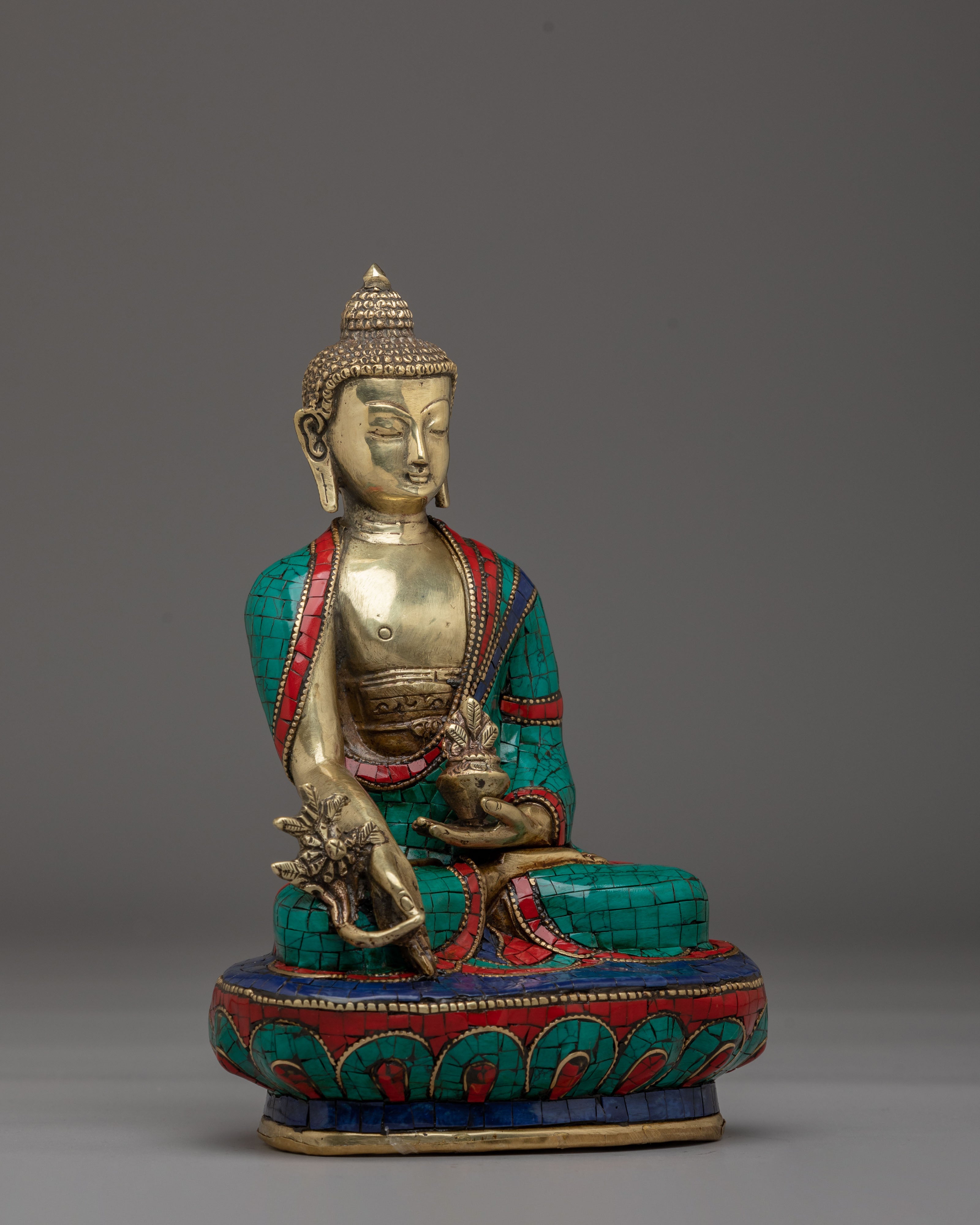Medicine Buddha Statue With Healing Nectar | Handcrafted Tibetan Sculpture
