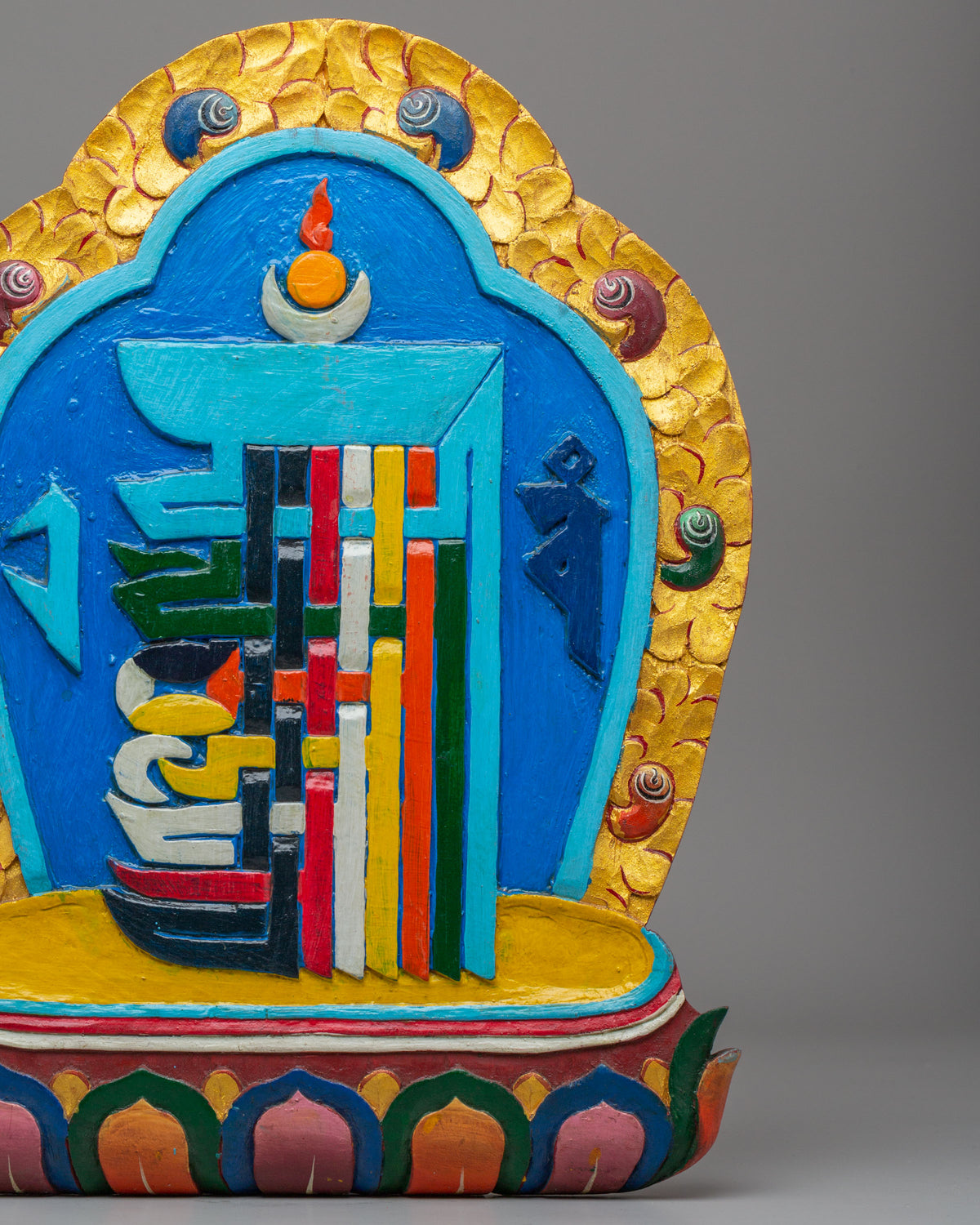 Handcrafted Kalachakra Wall Hanging | Tibetan Wooden Artwork