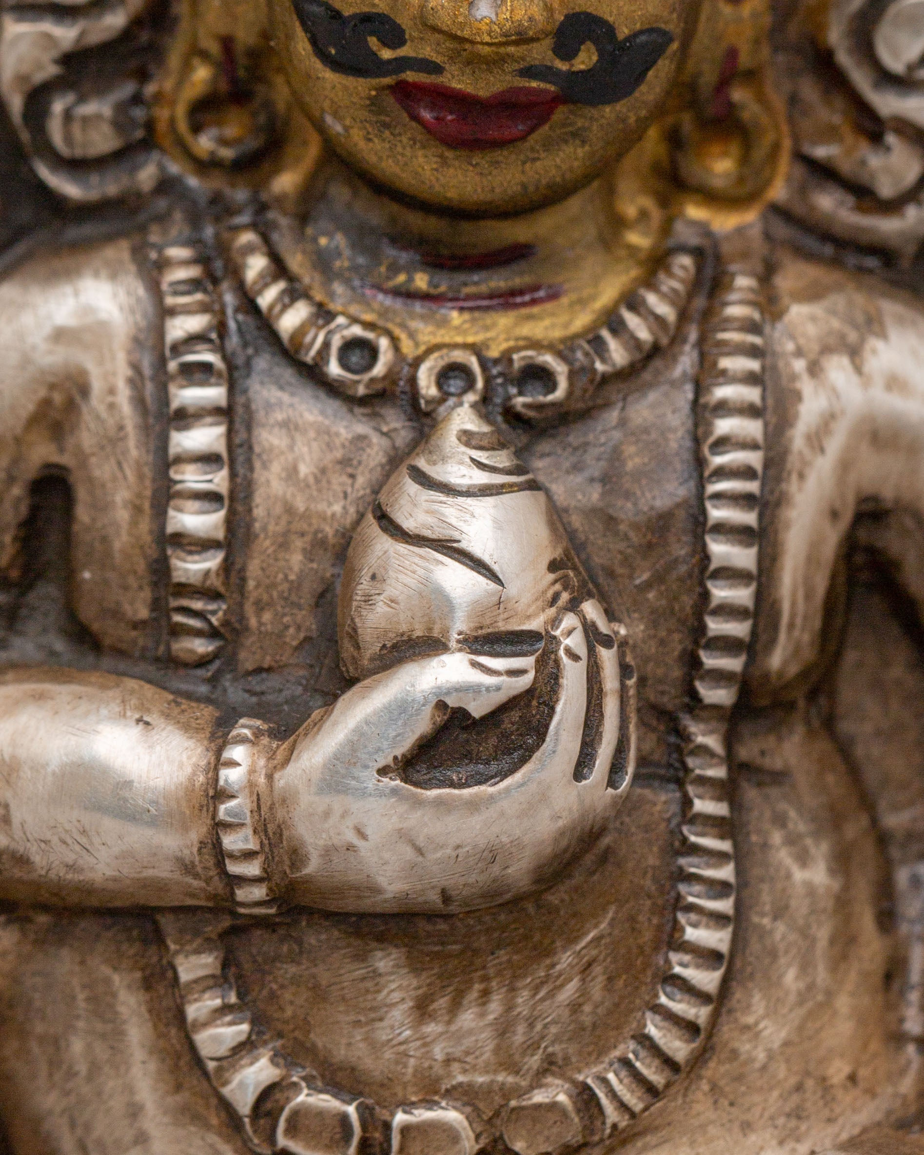 Spiritual Dzambhala Ghau Box | Silver Buddhist Treasure Box