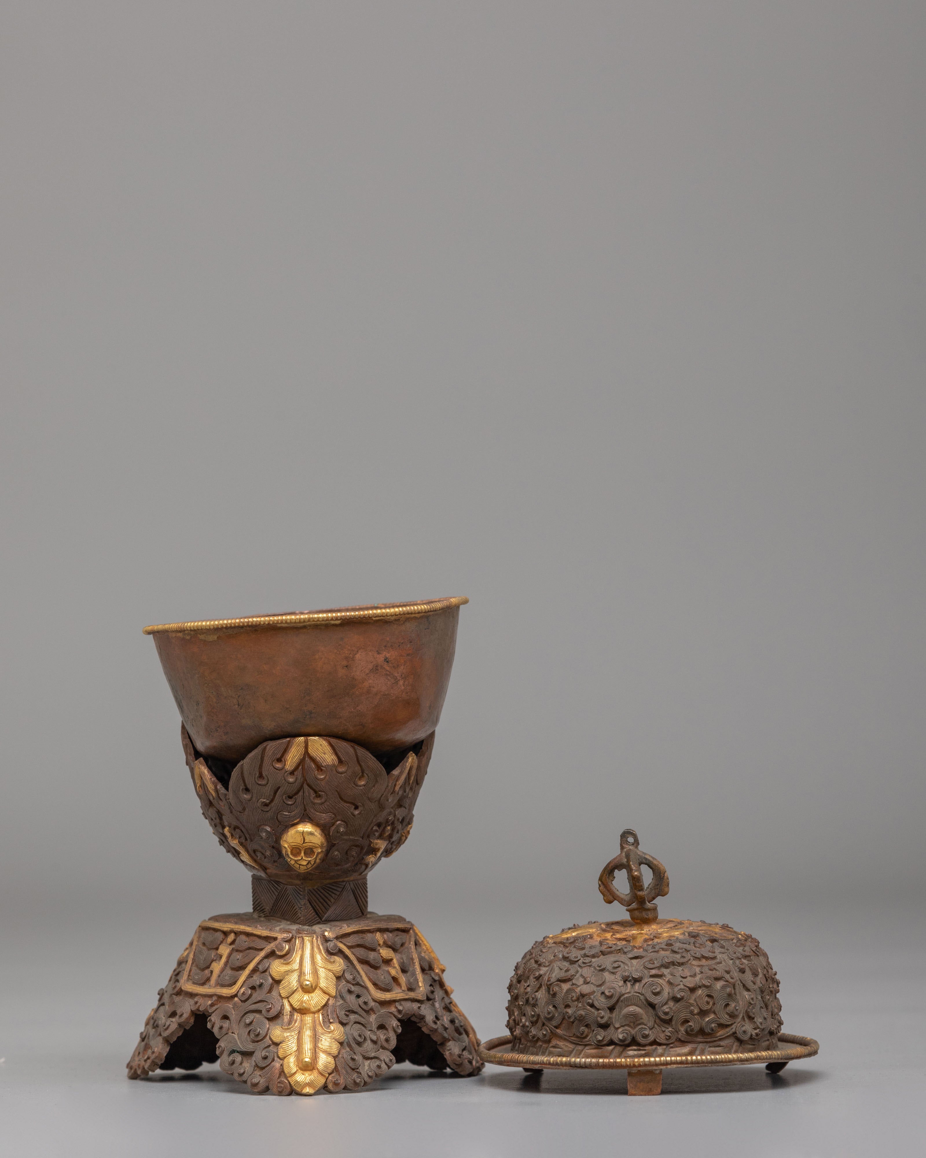 Tibetan Kapala Ritual Cup | Sacred Skull Cup for Altar & Meditation