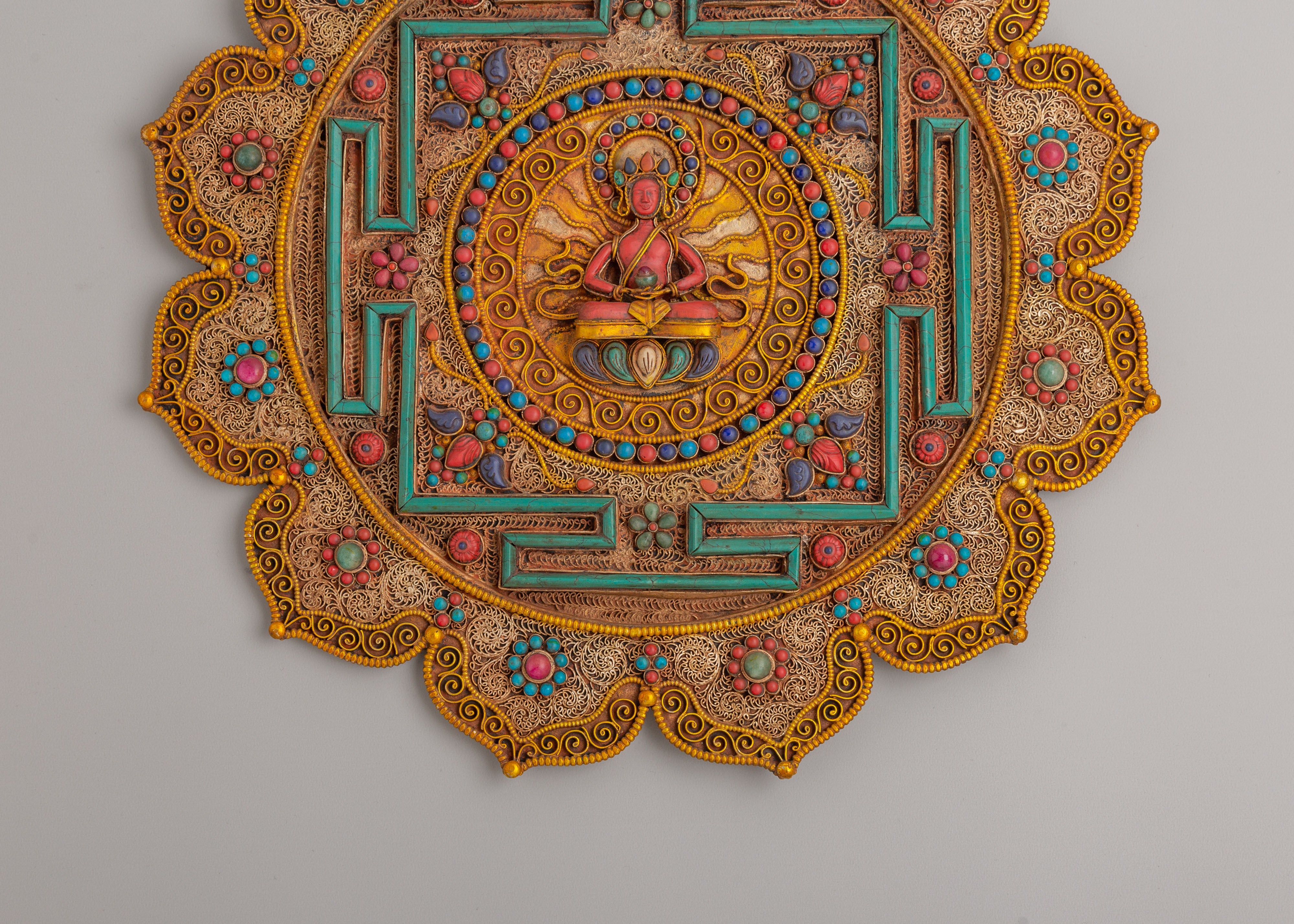 Amitayus Mandala Wall Hanging | Tibetan Long Life Deity Wall Hanging
