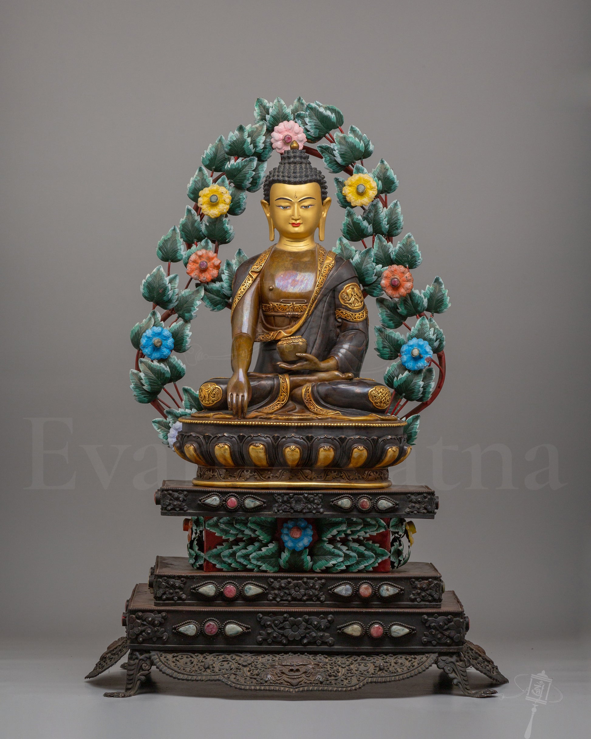 Tibetan Shakyamuni Buddha Throne Sculpture