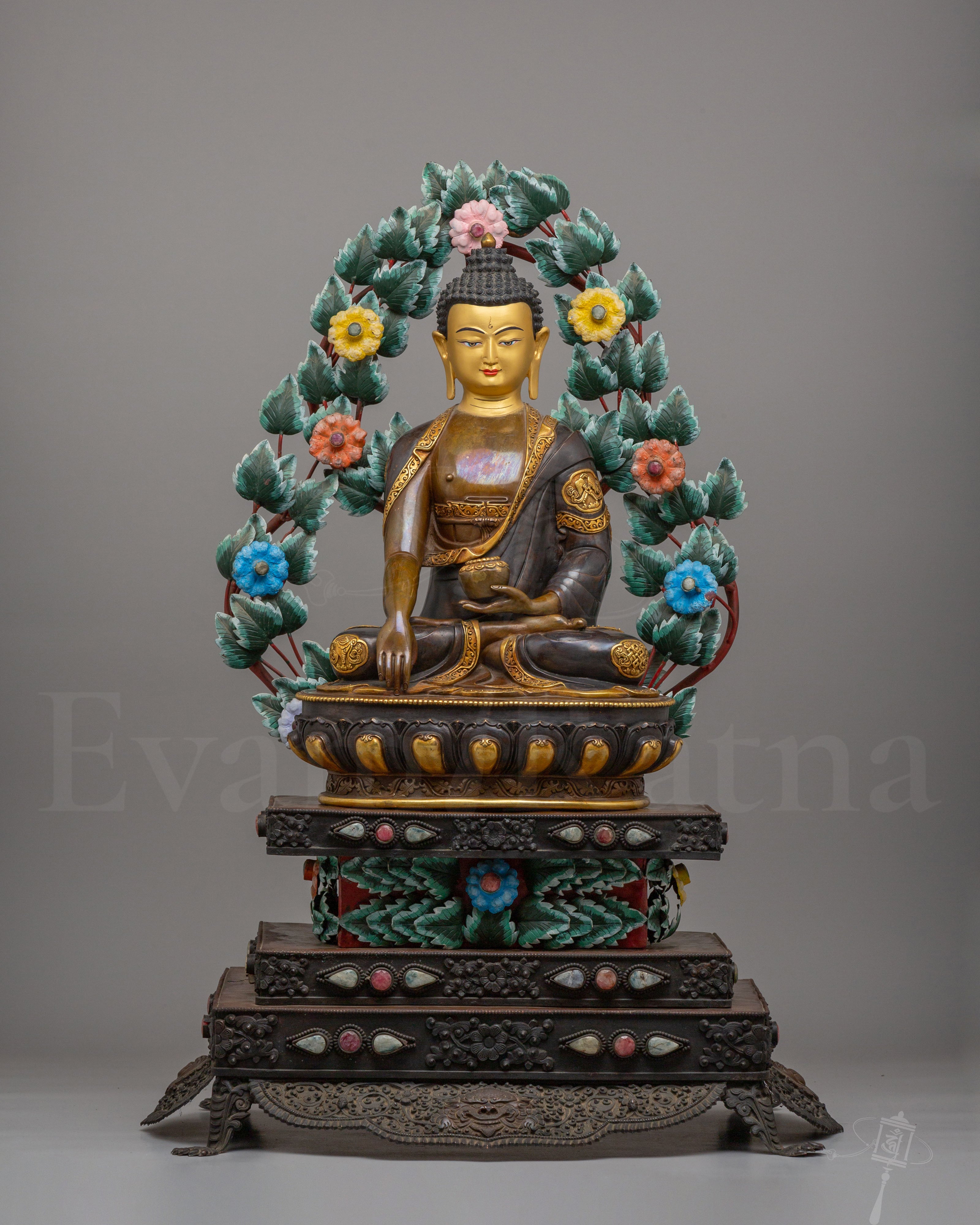 Tibetan Shakyamuni Buddha Throne Sculpture