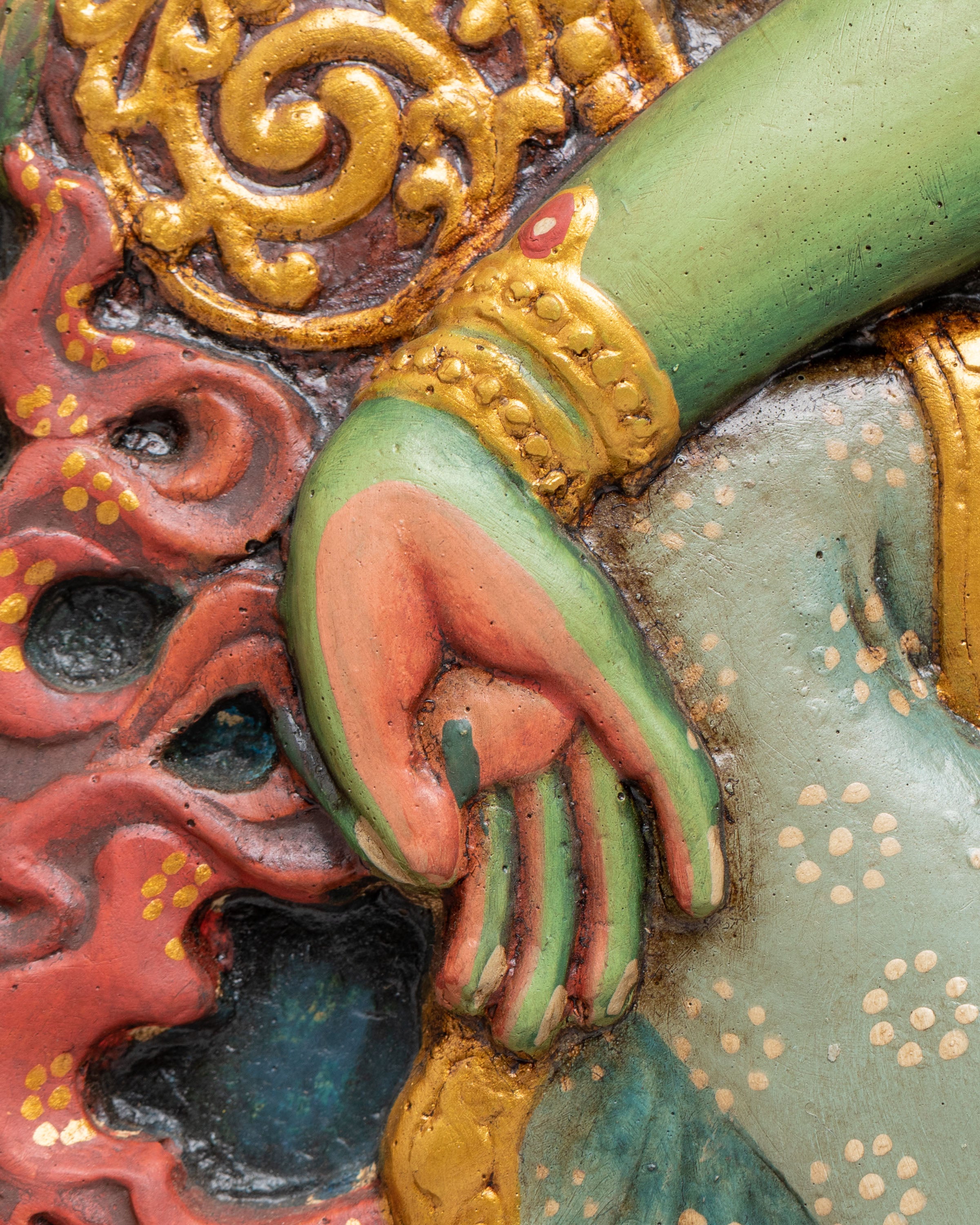 Traditional Green Tara Wall Hanging | Handcrafted Wooden Art
