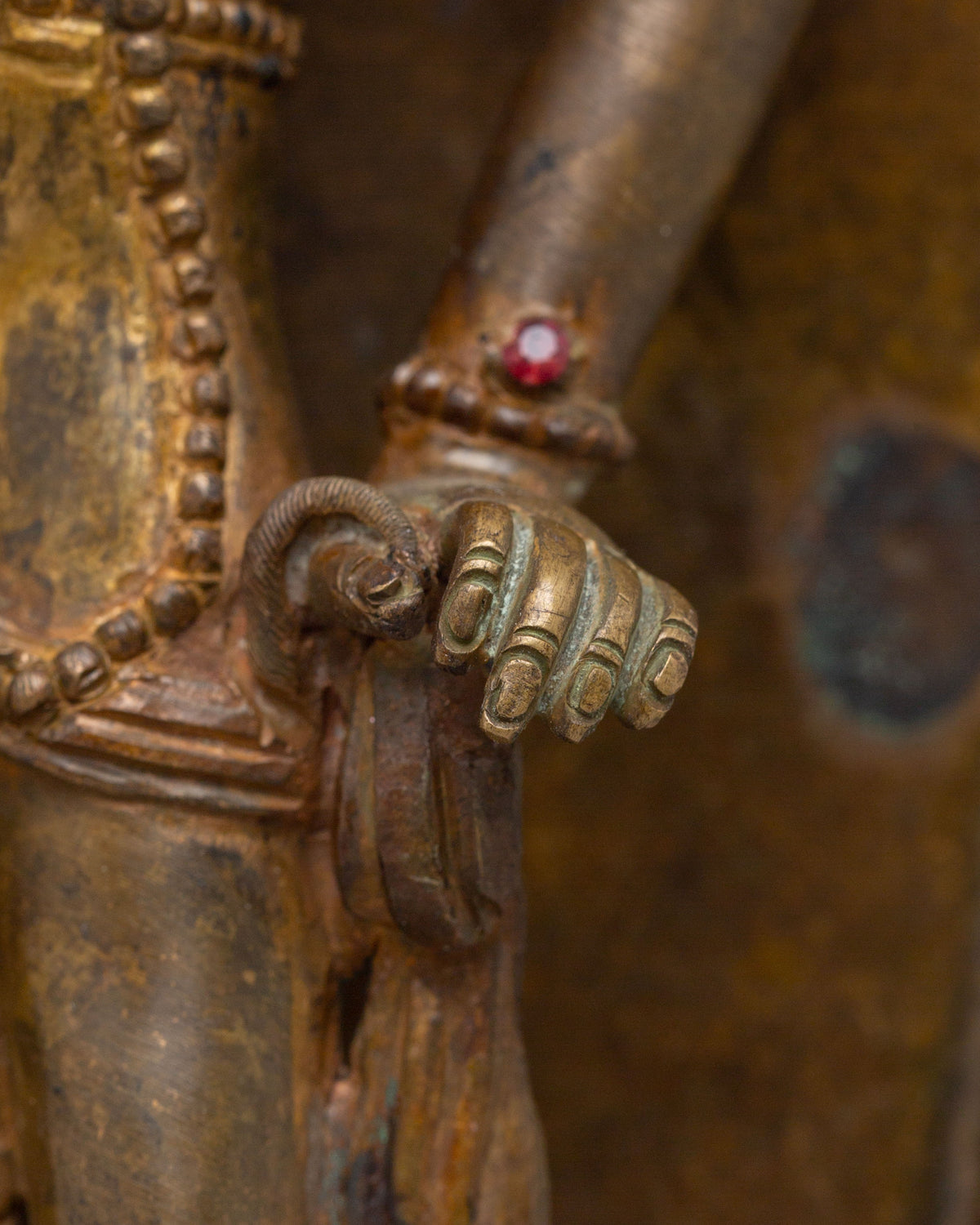 Standing Lokeshwor Statue for Meditation | Antique Copper Buddhist Sculpture