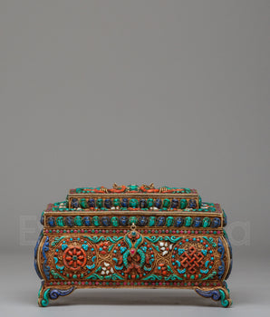 Decorative Jewelry Box | Handcrafted Silver and Copper Box with Semi-Precious Stones