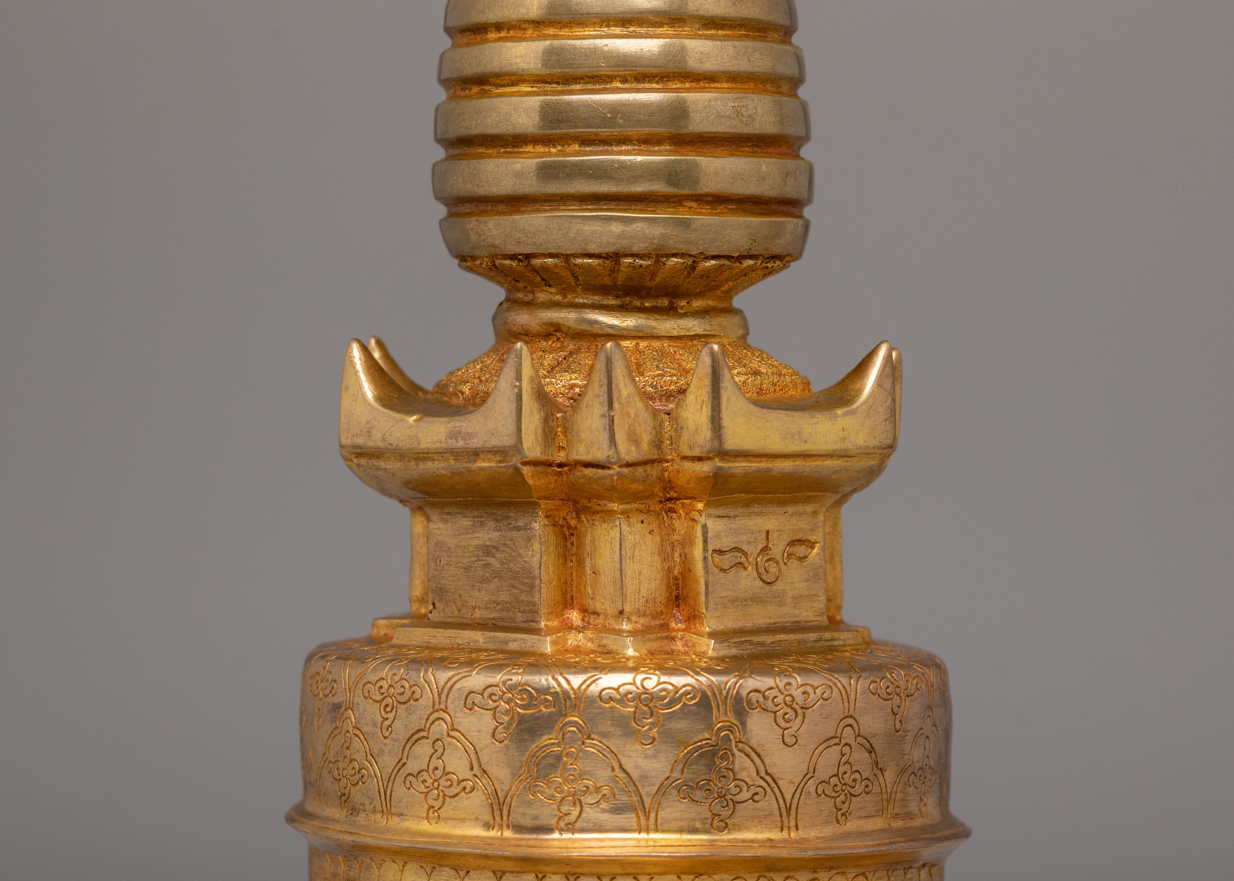 Sacred Ritual Kadampa Stupa | Gold Plated Copper Stupa for Altar