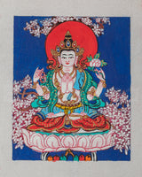 Chenrezig Handmade Thangka for Locket 