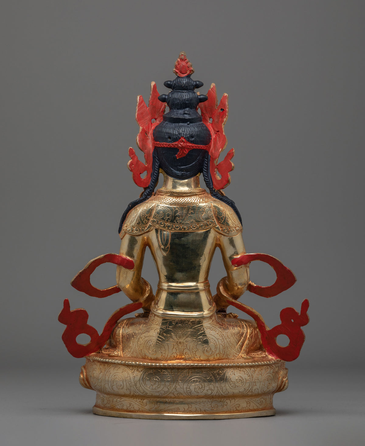 Traditional Amitayus Sculpture | 24K Mercury Gold Plated Copper Statue