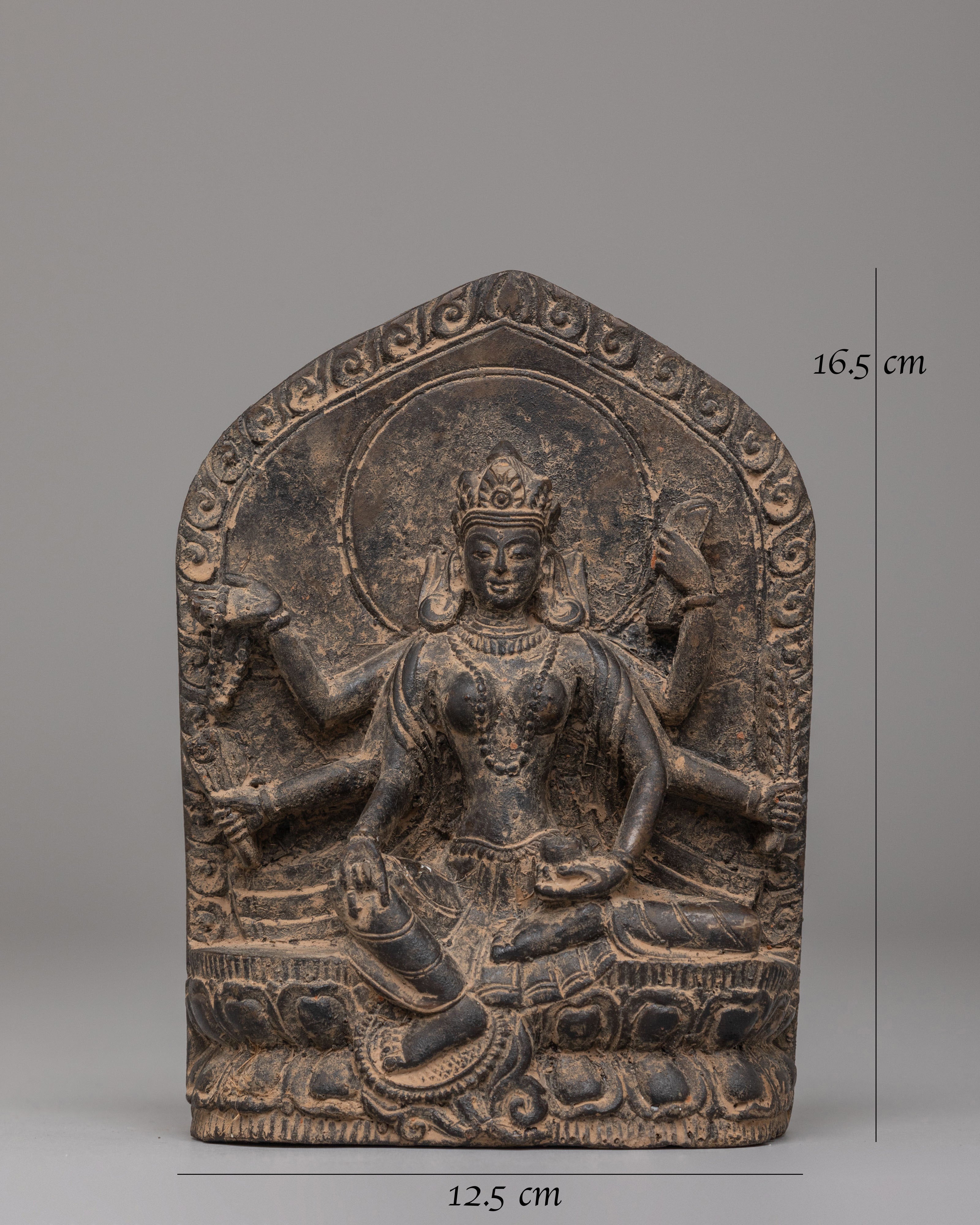 Traditional Vasudhara Wealth Deity Statue | Tibetan Stone Sculpture