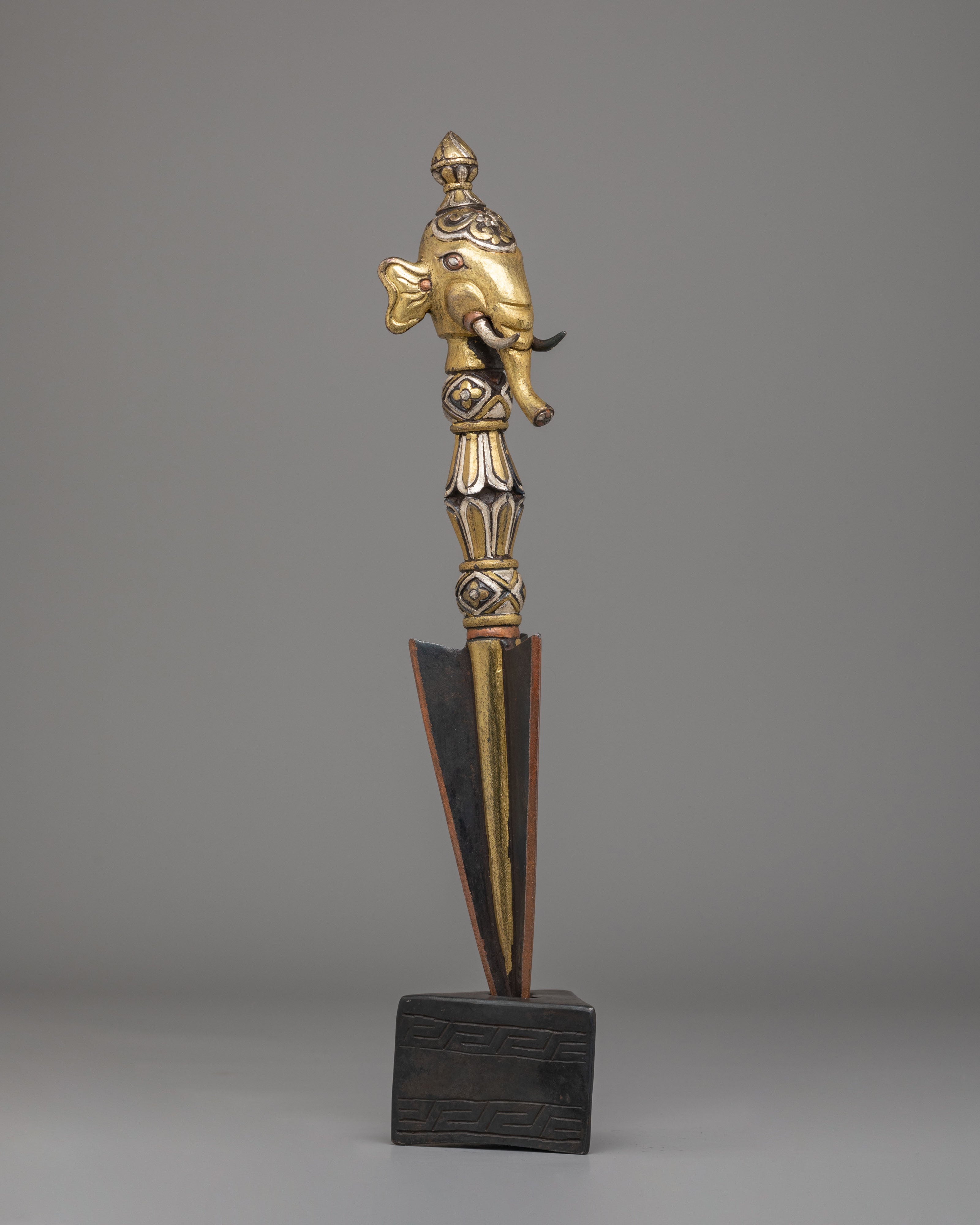 Phurba Ritual Dagger with Elephant Motif | A Sacred Tibetan Dagger