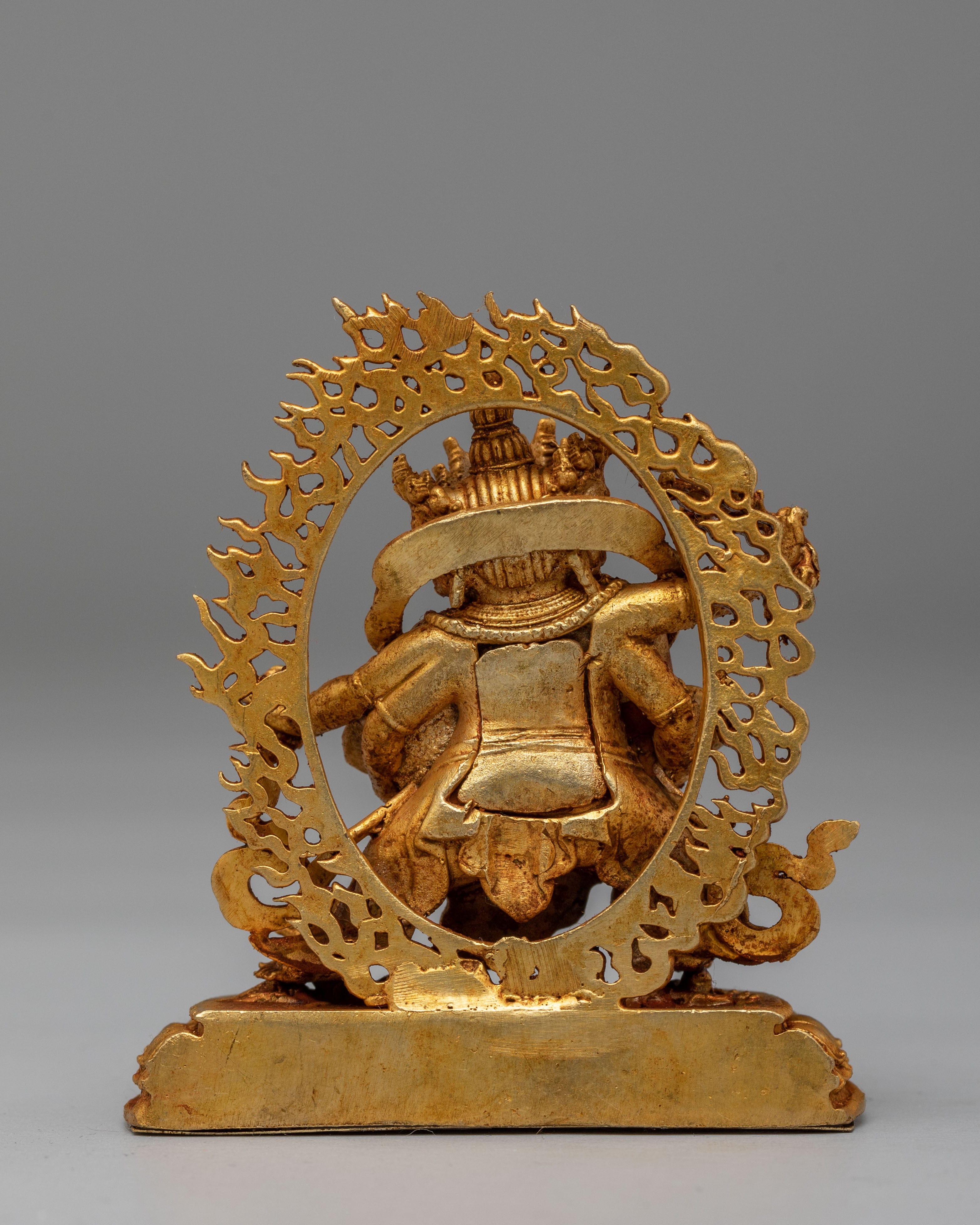 Tibetan Red Dzambhala Wealth Deity Statue | Handcrafted Copper Body with Gold Plating