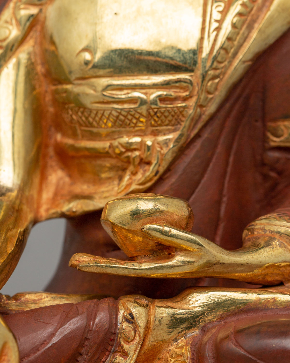 Sacred Shakyamuni Buddha Statue | 24K Gold Plated Buddhist Altar Decor