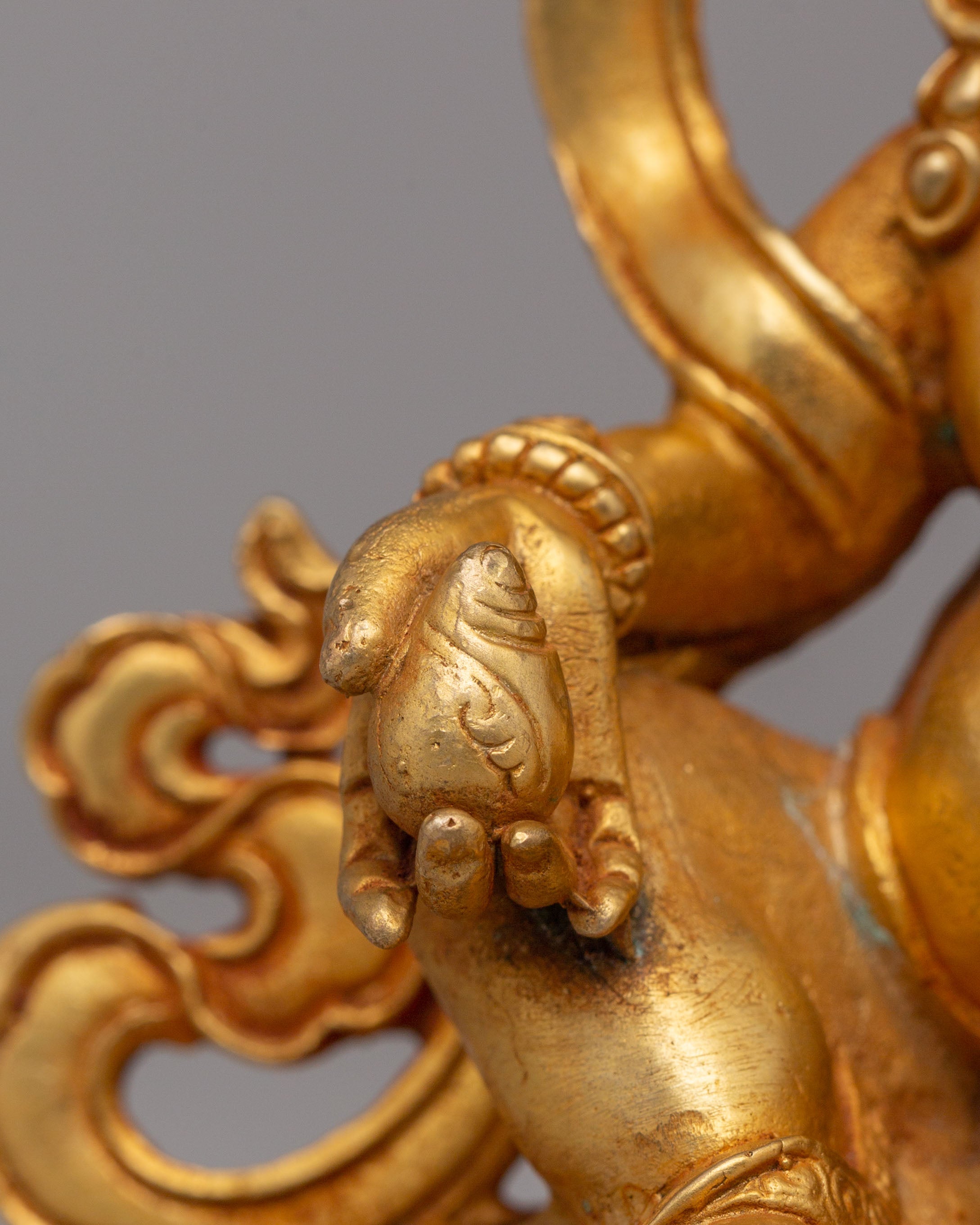 Traditional Dzambhala Deity Statue | Handcrafted Gold-Plated Copper Art