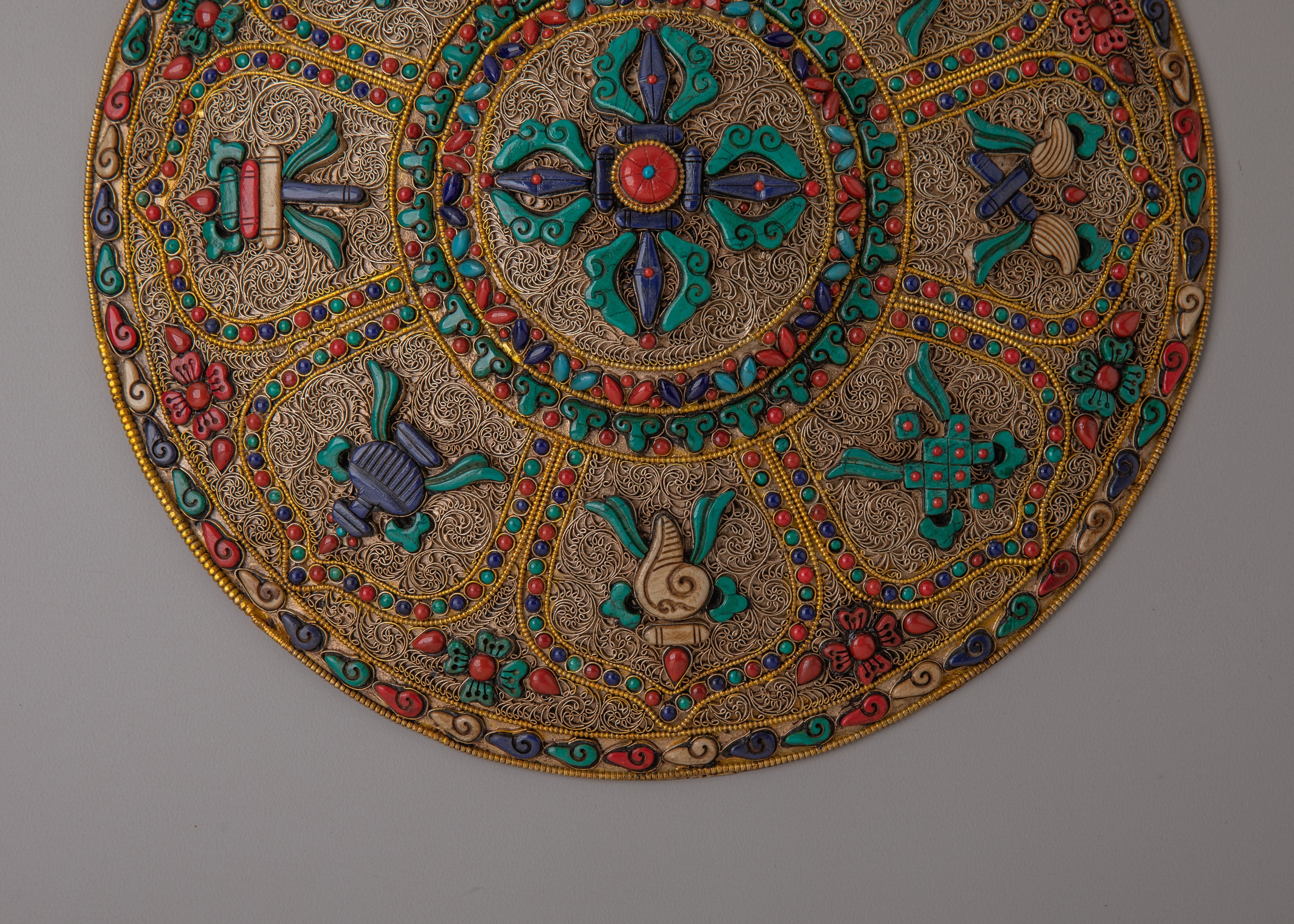 Decorative Eight Auspicious Wall Hanging | Traditional Tibetan Artwork